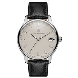 Mirage | Reloj de acero inoxidable blanco y plateado con correa de cuero