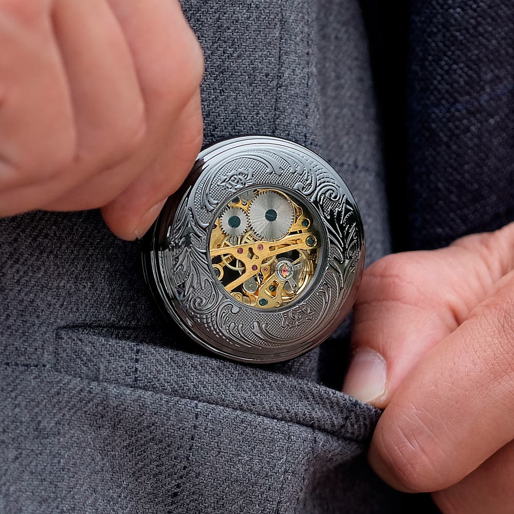 hover: Black Ornate Pocket Watch hover: Black Ornate Pocket Watch