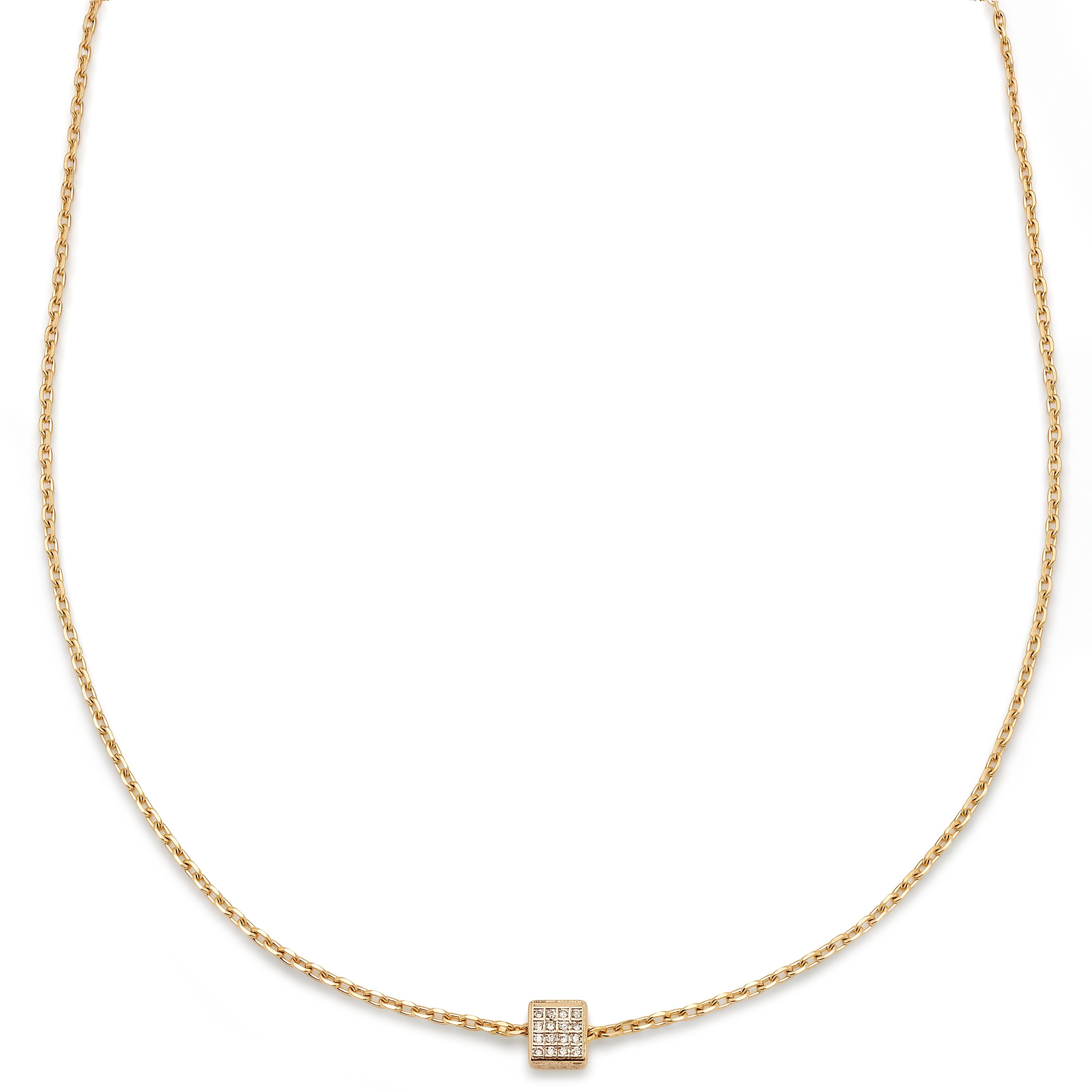 Mediterranean | Collier en acier inoxydable doré avec pendentif cubique décoré de cristaux - 1