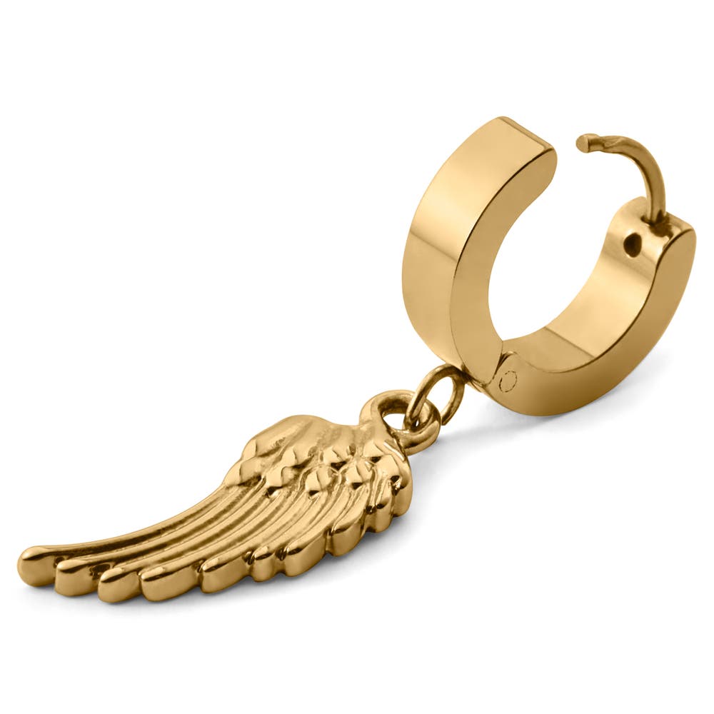 hover: Floyd Gold-tone Wing Pendant Hoop Earring hover: Floyd Gold-tone Wing Pendant Hoop Earring