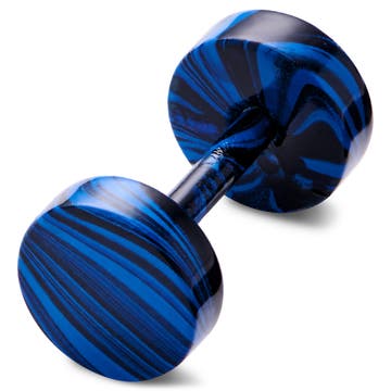 Satago | Fekete és kék rozsdamentes acél hamis fültágító bedugós fülbevaló - 6 mm