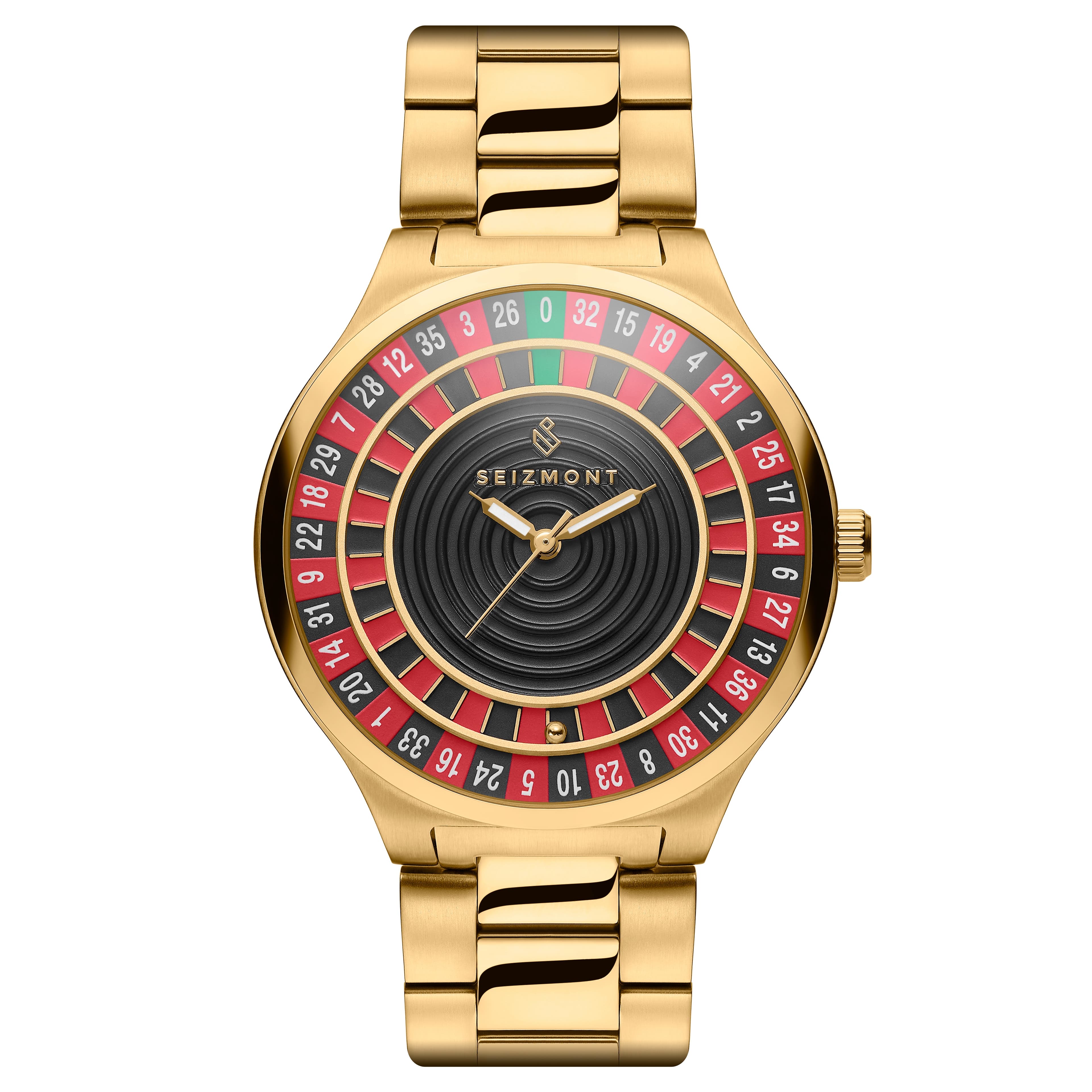 Ace | Goudkleurig Roulette-horloge van Roestvast Staal