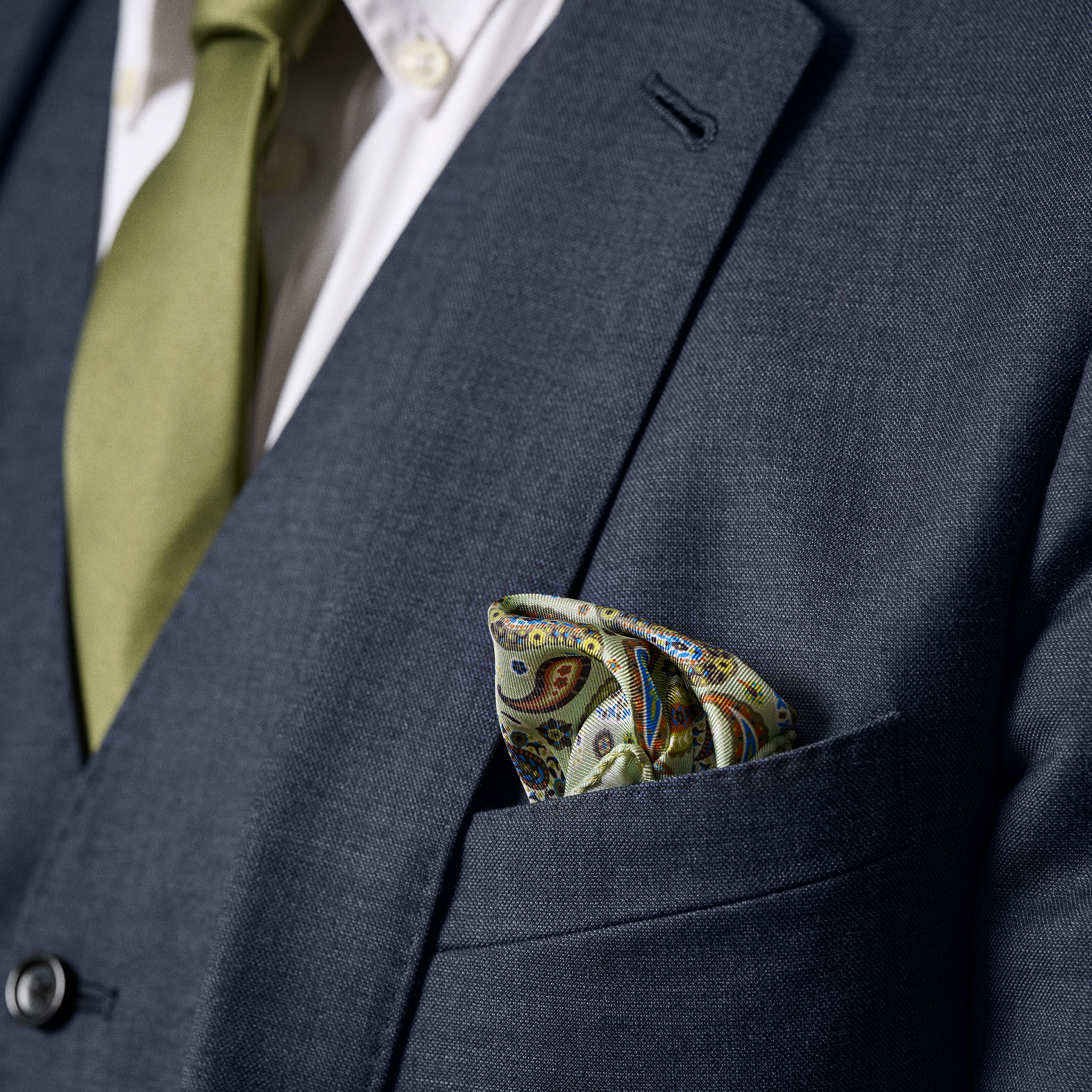 Virtuo | Mint Paisley Silk Pocket Square - 3