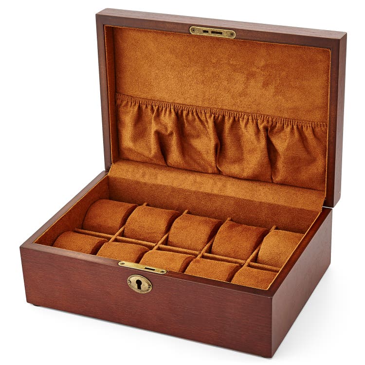 Oakwood Brown Watch Box - 10 Watches | In stock! | Warren Asher