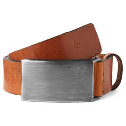 Padua | Brown Box Frame Buckle Leather Belt