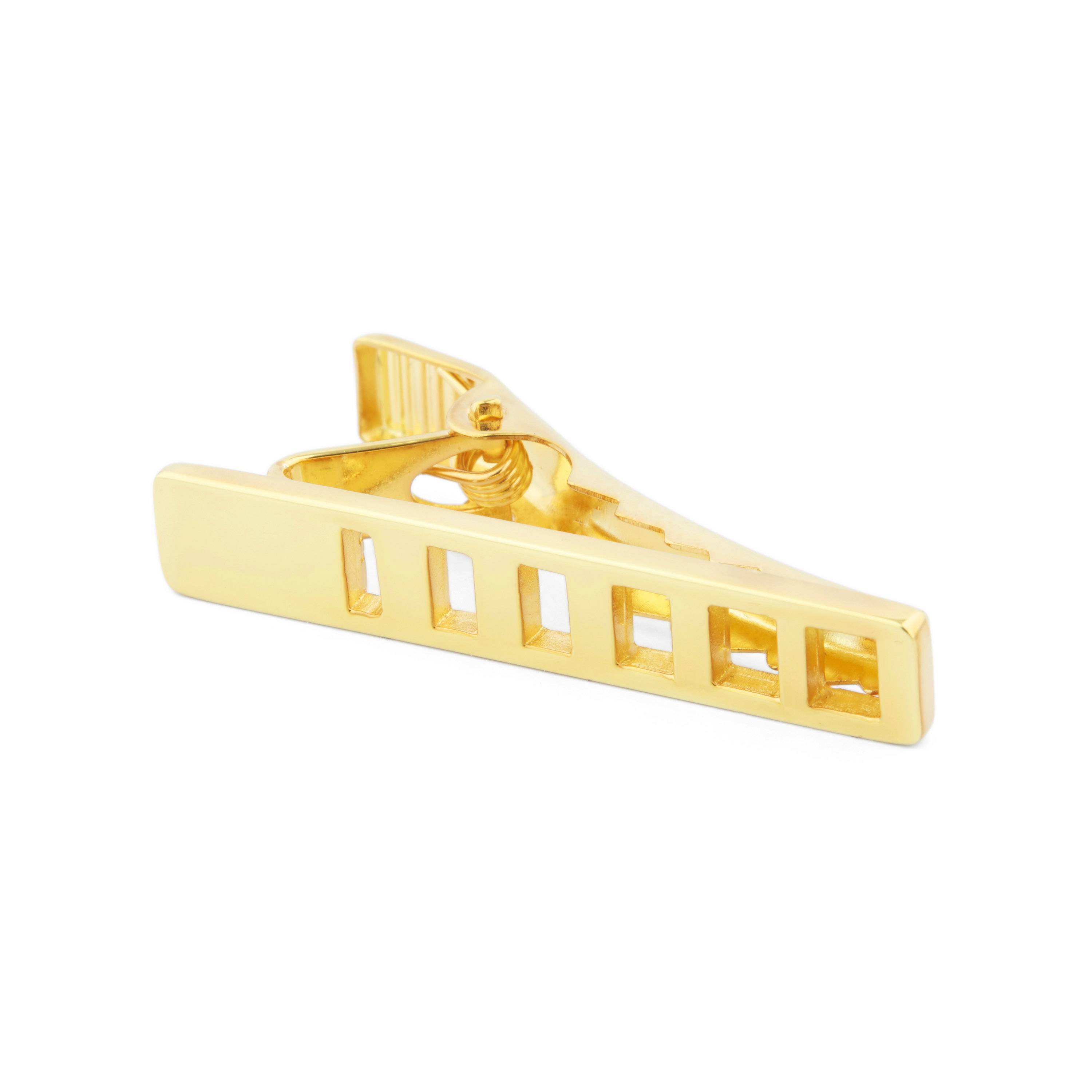 925er Gold Kurze Krawattenklammer & Manschettenknöpfe Set Mit Abgestuften Aussparungen - 6