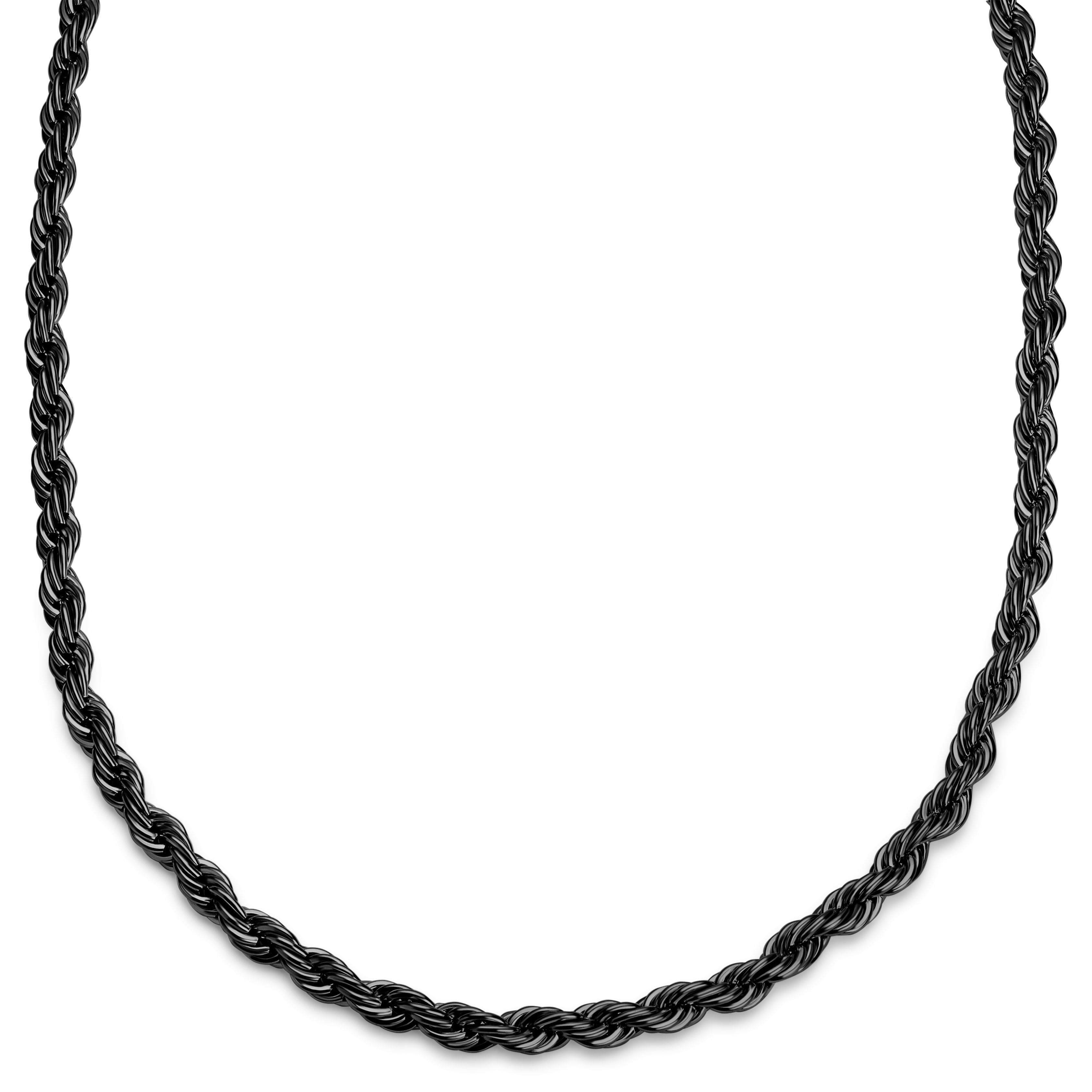 Essentials, 6 mm Gunmetal Black Rope Chain Necklace, In stock!