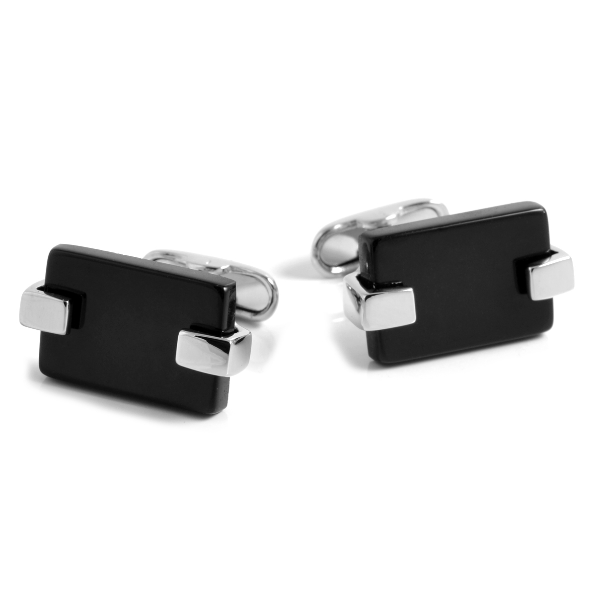 Boutons de manchette en forme de grands rectangles noirs - 1