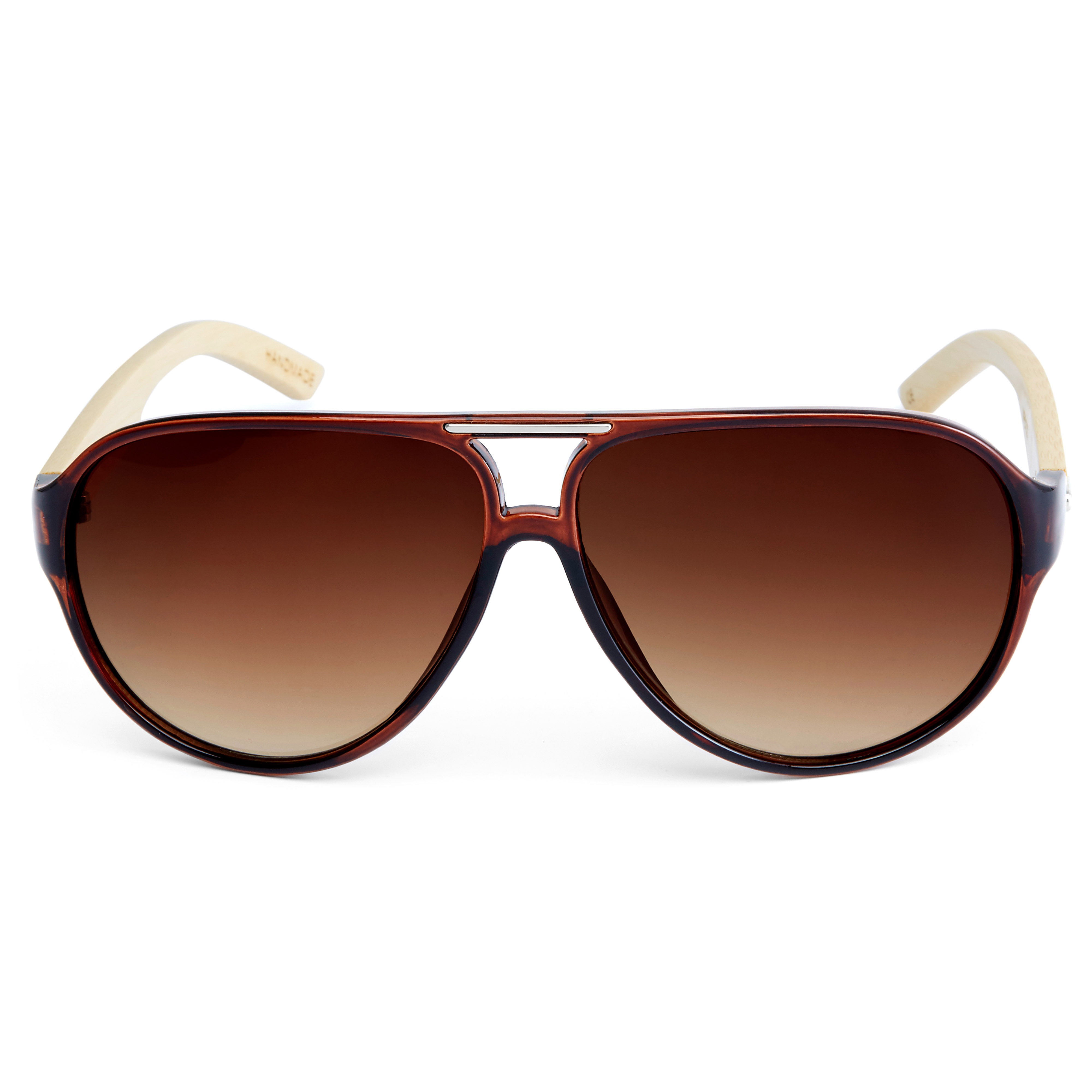 Brown Gradient Bamboo Wood Sunglasses - 1