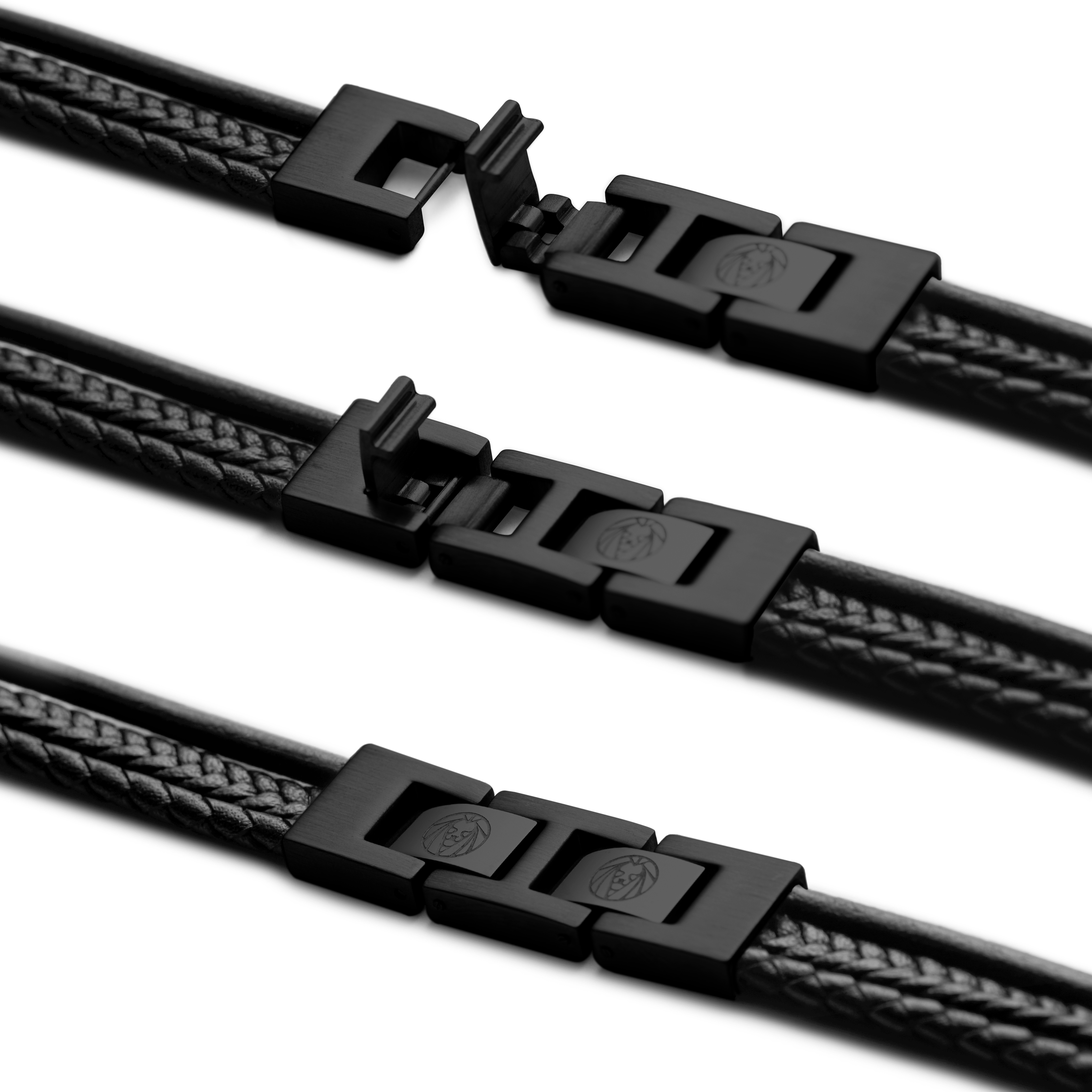 Mørkt & Sort Roy Dobbeltbundet Læderarmbånd - 8