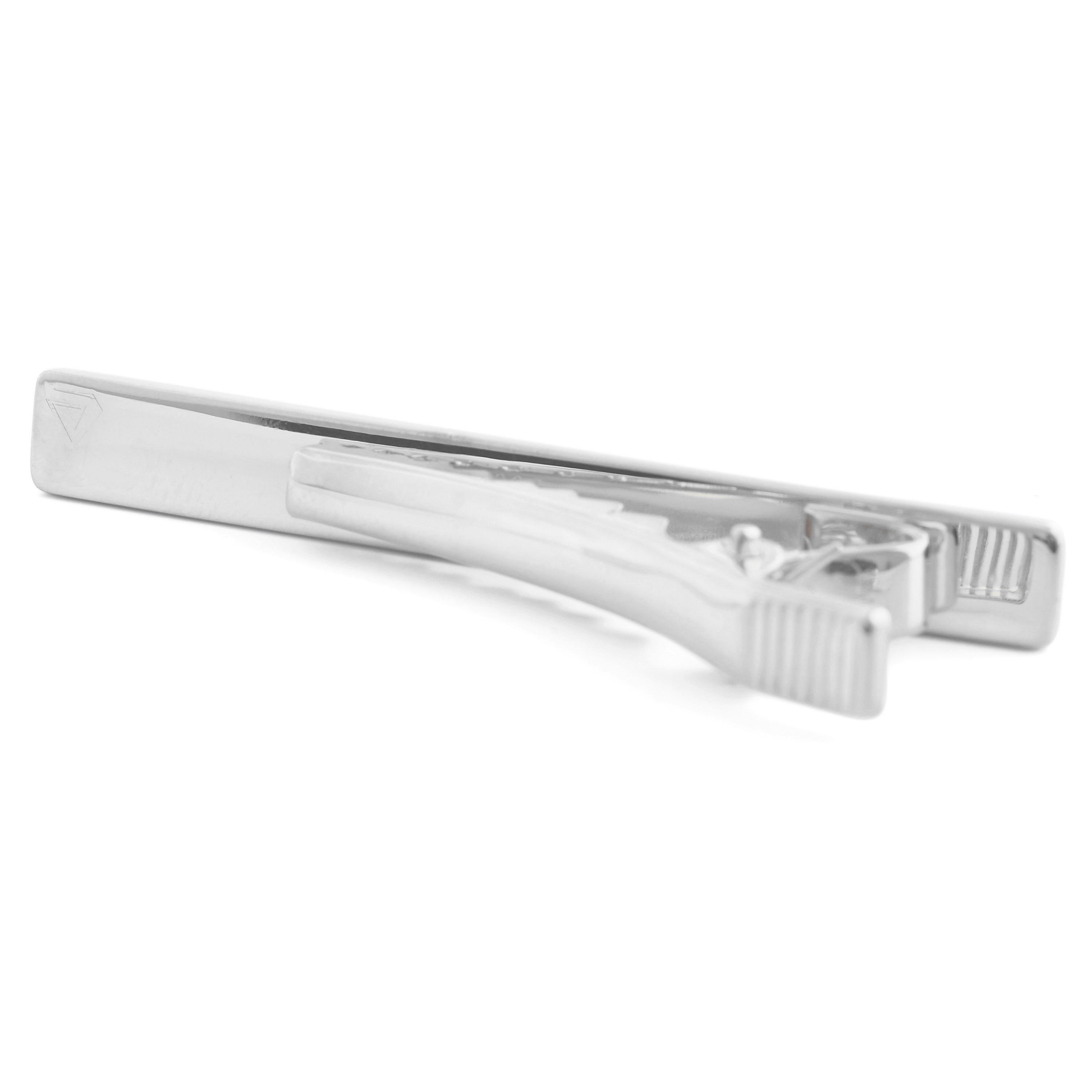 925s Silver Ridged Tie Clip - 2