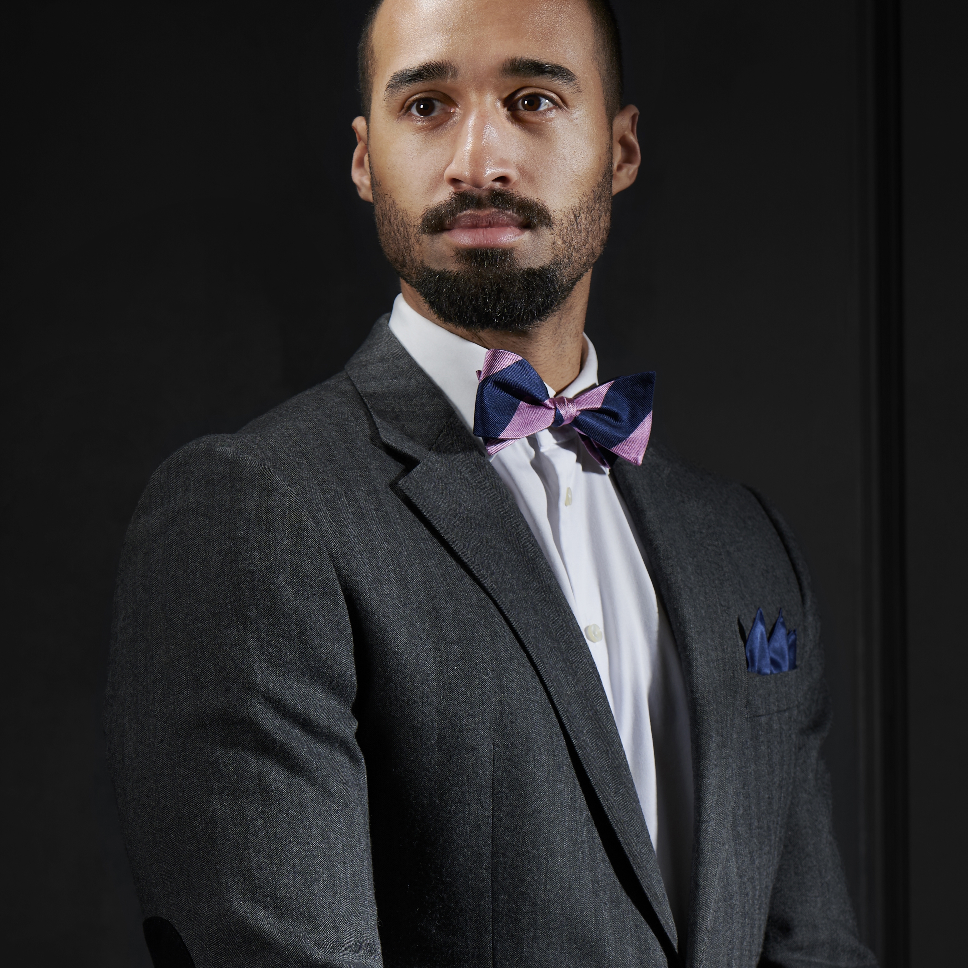 Pink & Navy Stripe Silk Self-Tie Bow Tie - 4