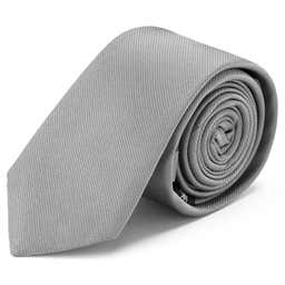 2.4" Grey Silk-Twill Skinny Tie
