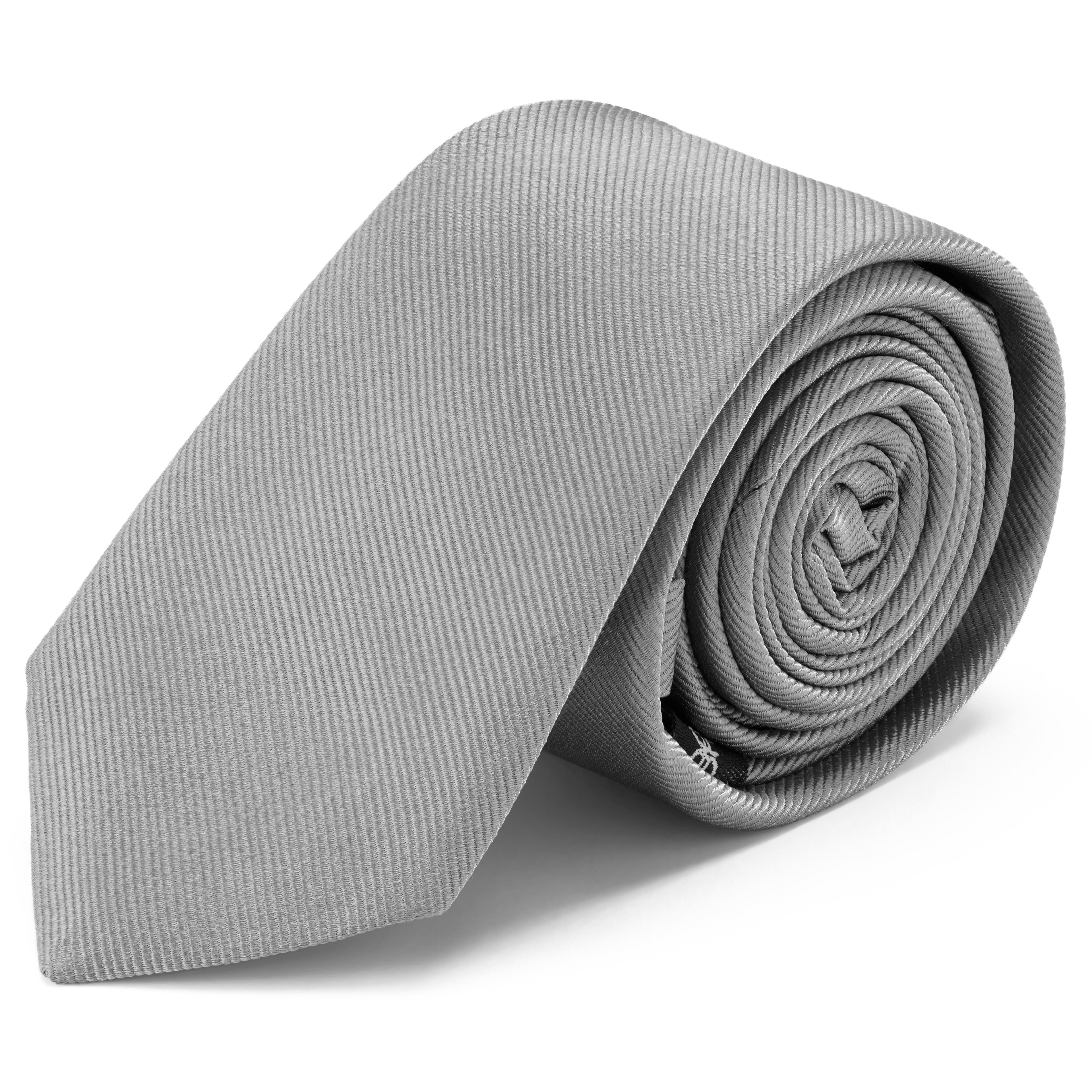 Szürke twill-selyem nyakkendő - 6 cm