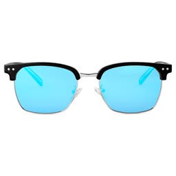 Black & Blue Stainless Steel Polarised Sunglasses - for Men - Fawler