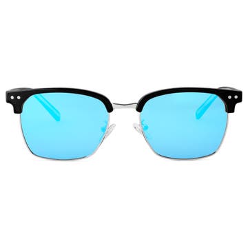 Čierne a modré polarizačné slnečné okuliare v štýle browline