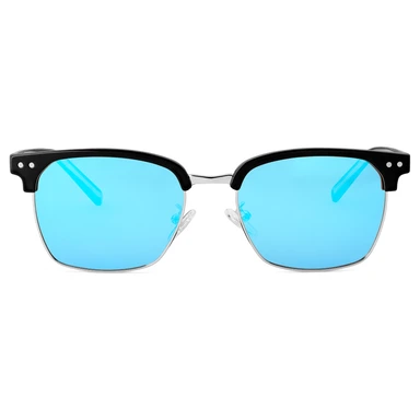 Occhiali da sole Browline neri e blu con lenti polarizzate Occhiali da sole Browline neri e blu con lenti polarizzate