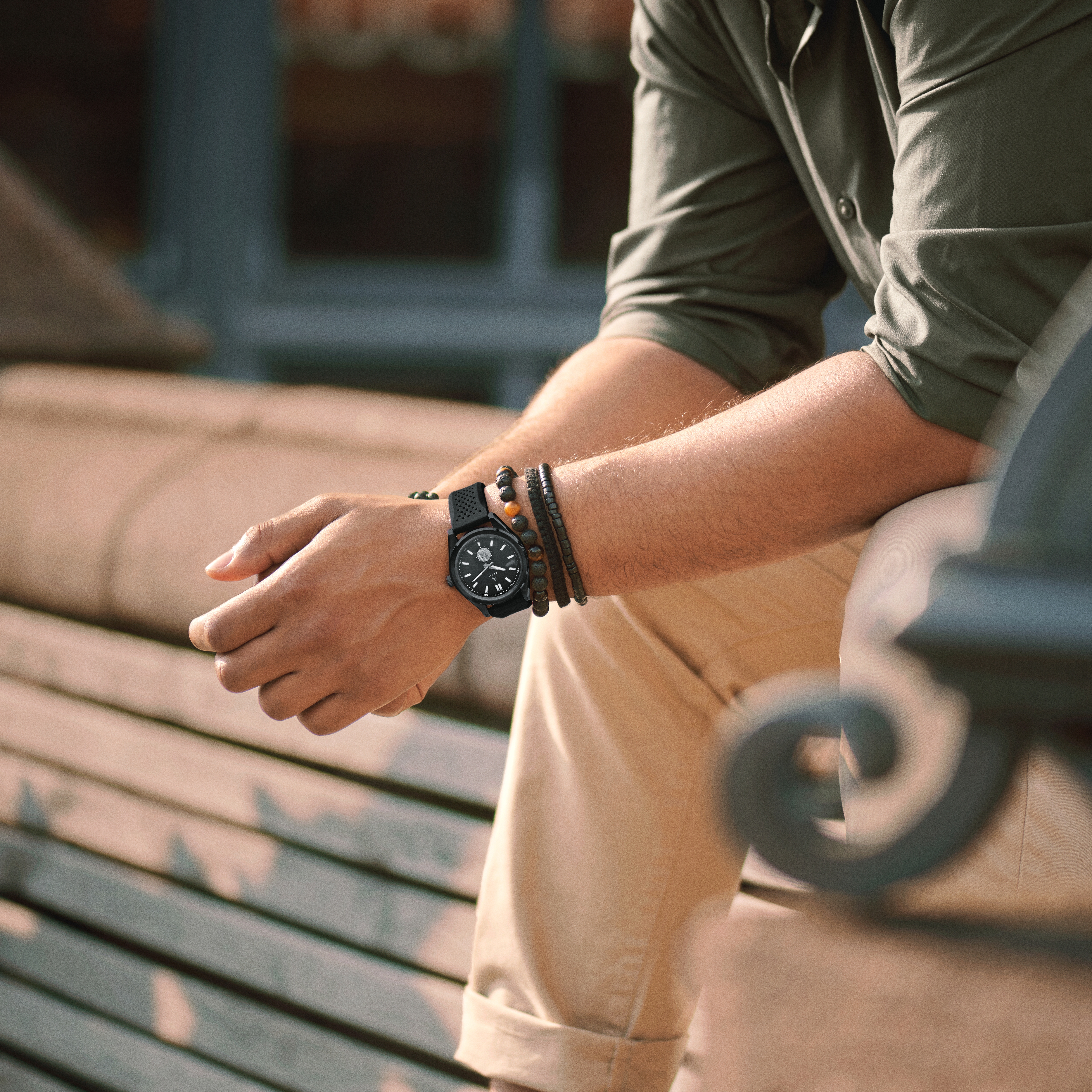 Mond | Montre Meteorite en acier inoxydable noir - série limitée - 7