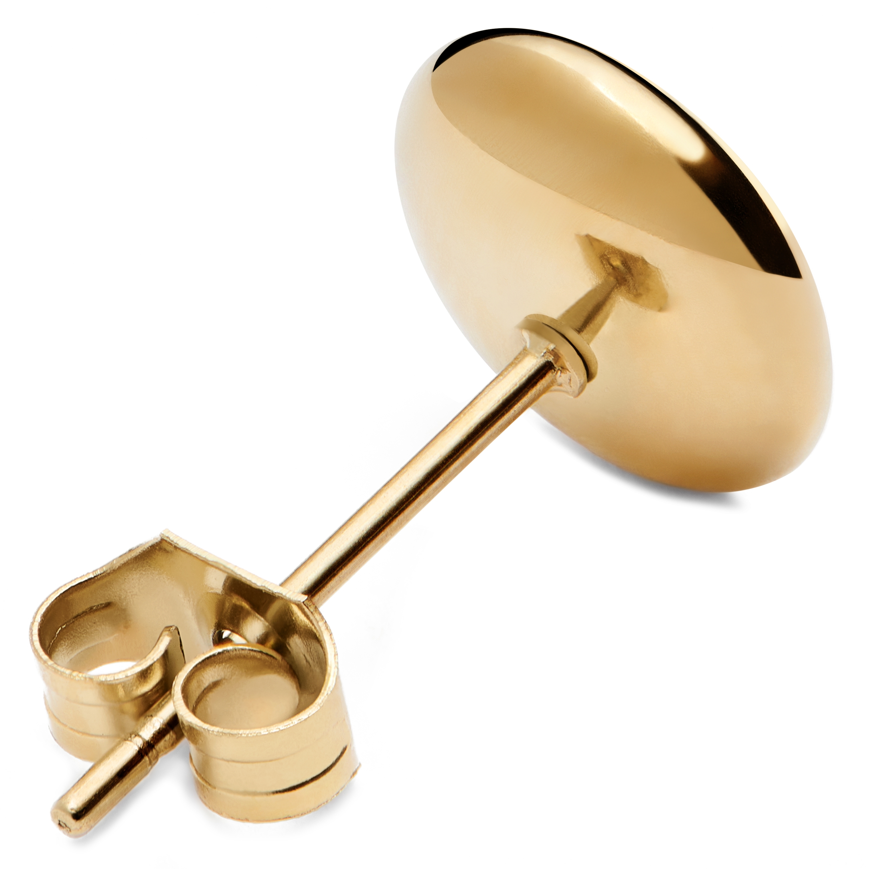 8 mm Goudkleurige Stalen Knoop Stud Oorbel - 2