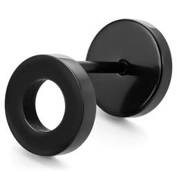 Kör alakú fekete bedugós fülbevaló - 10 mm