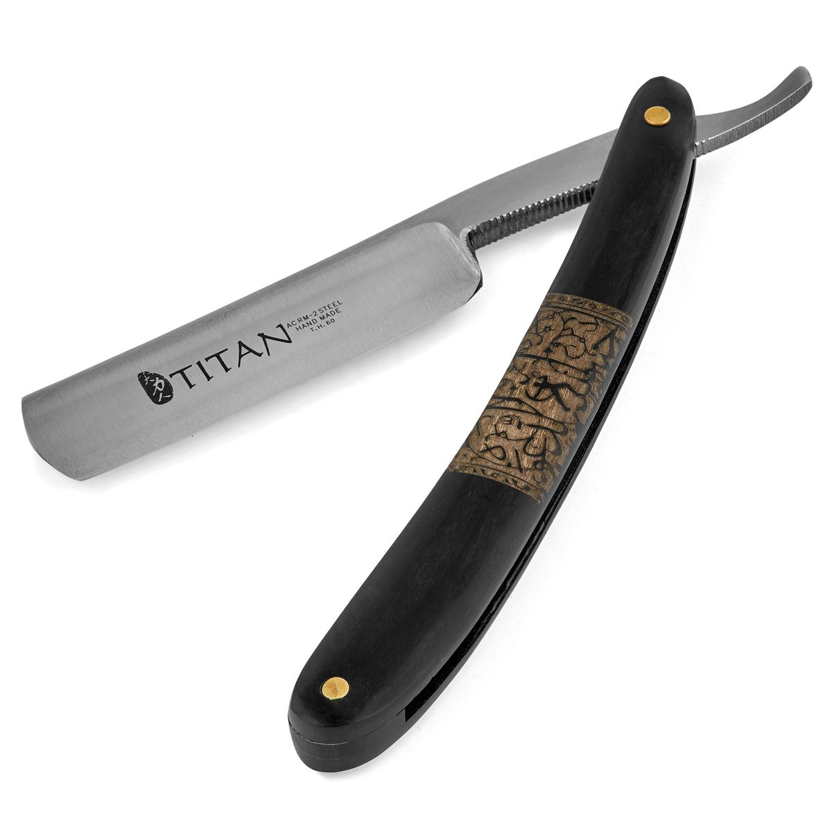 Ebony Wood Carved Straight Razor | Titan | Free shipping