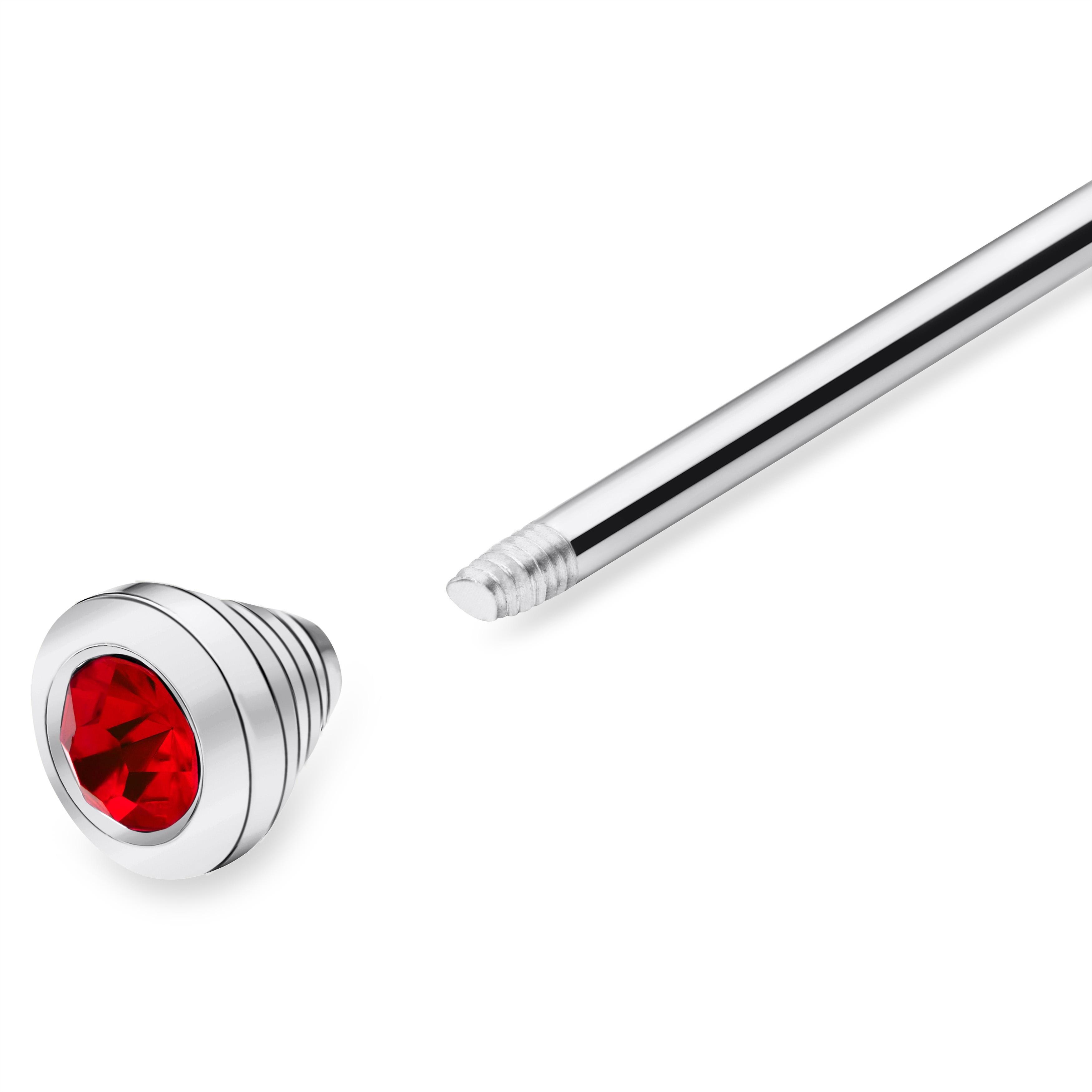 Silver-Tone Collar Bar with Red Zirconia - 2