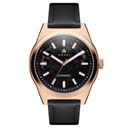 Caron | Black and Rose Gold-tone Automatic Skeleton Watch