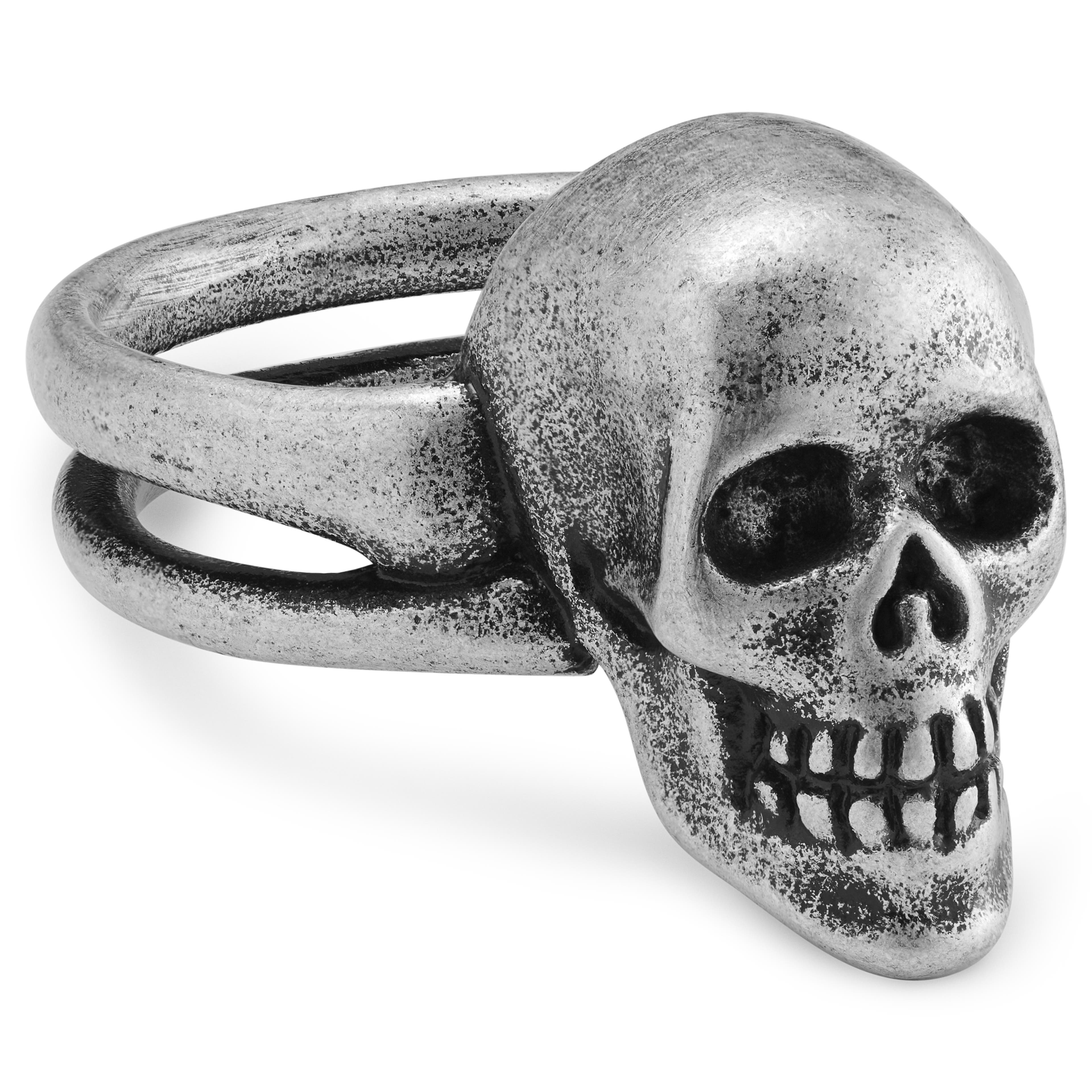 Aspero | Silberfarbener Totenkopf-Ring aus Edelstahl