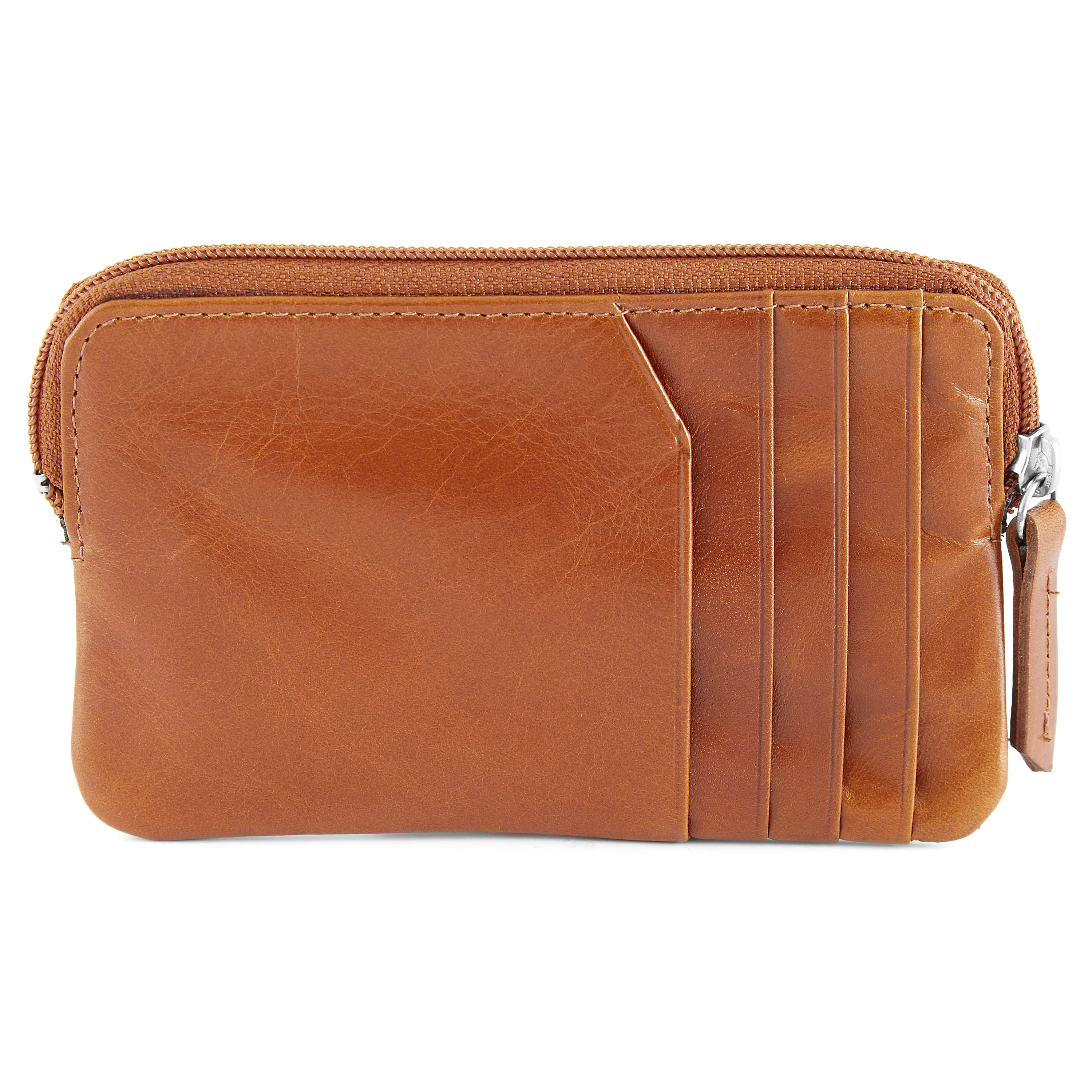 Lysebrun Jasper Læderpung med Lynlås - 4