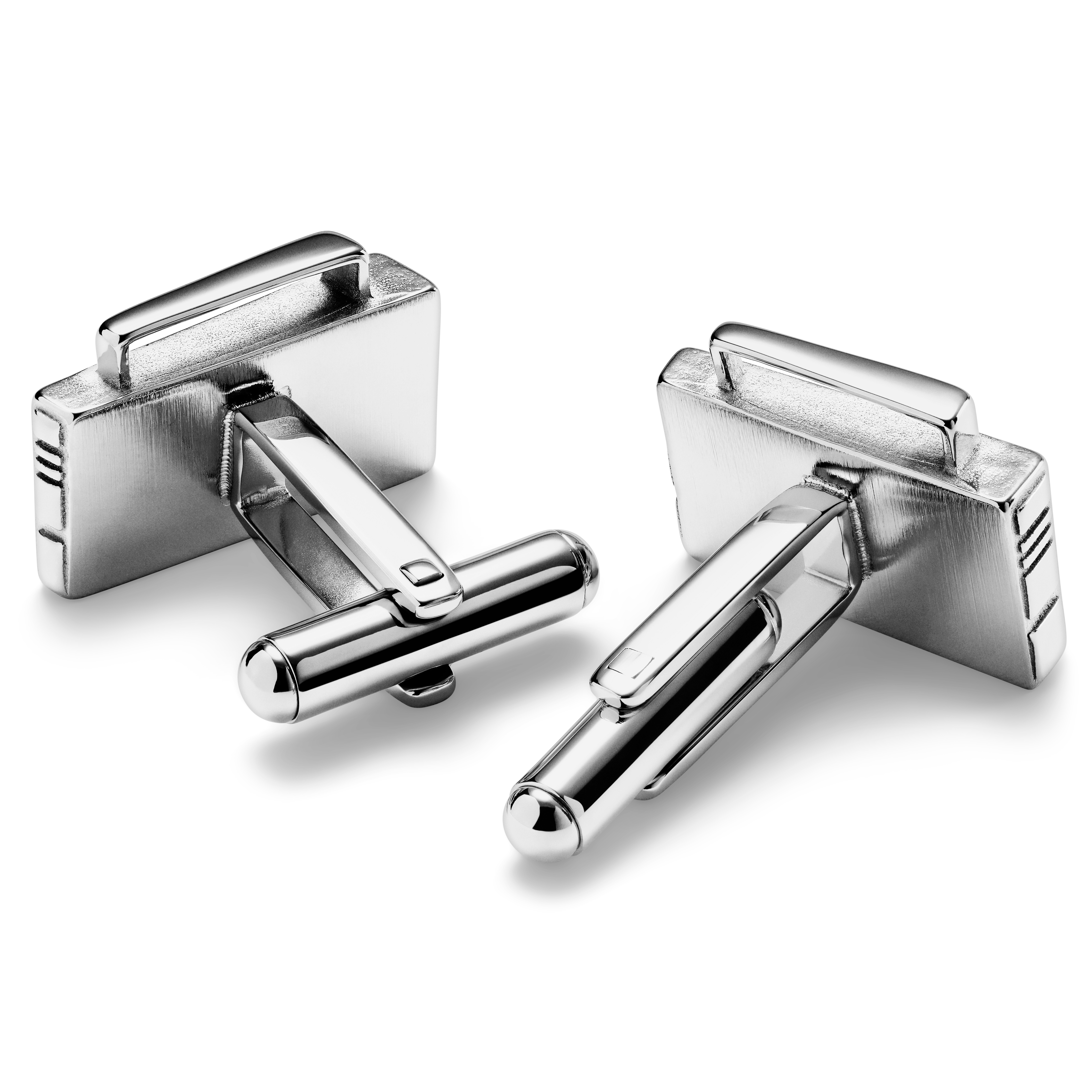 Jaygee | Silver-tone Stainless Steel Radio Cufflinks - 2
