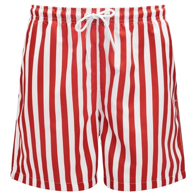 Striped Red & White Swim Shorts Striped Red & White Swim Shorts