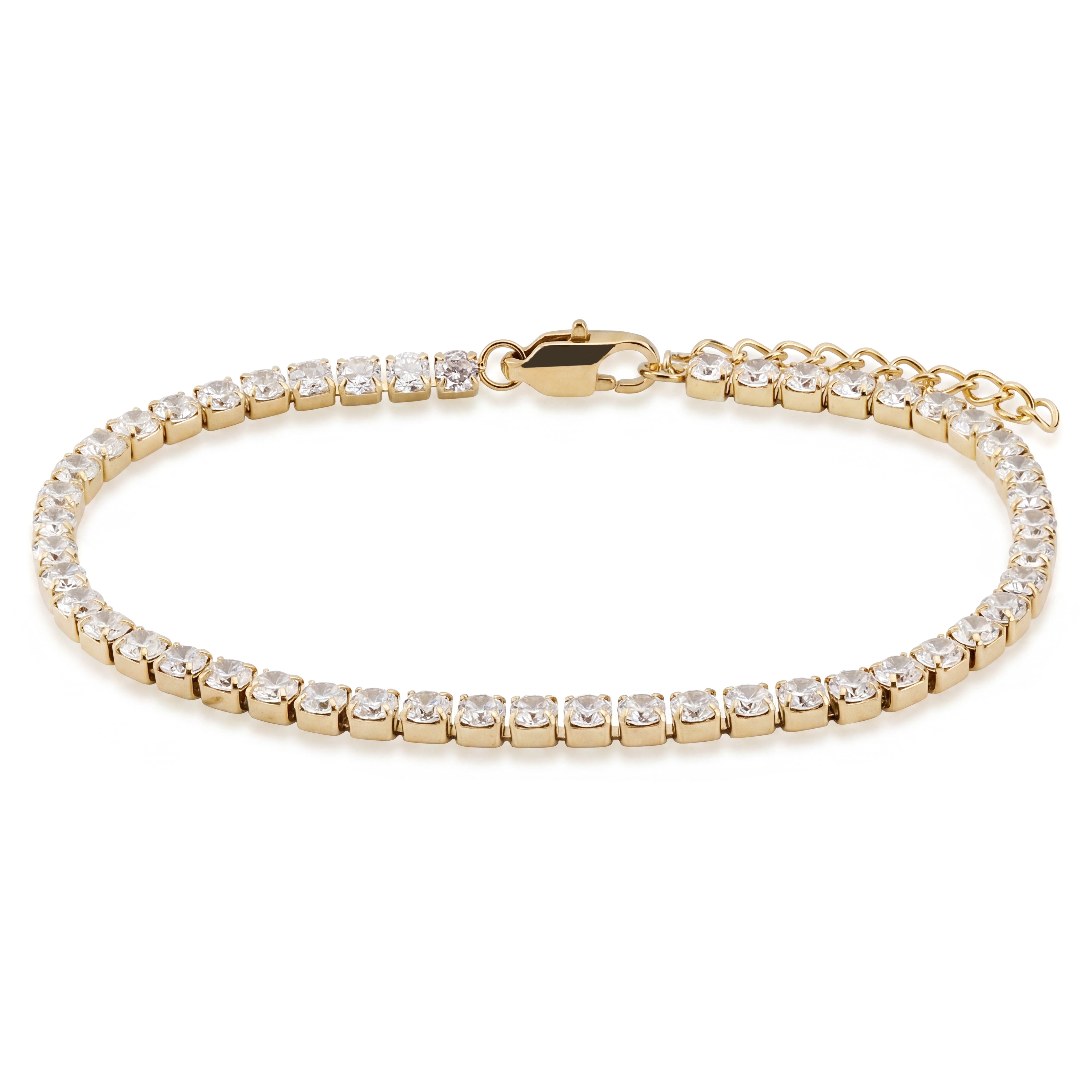 Dazzle | 3 mm 14K guldpläterat tennisarmband med kristallklara zirkoniastenar