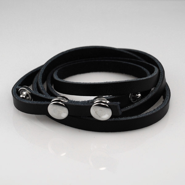 Tyndt Sort Snoet Læderarmbånd - 2