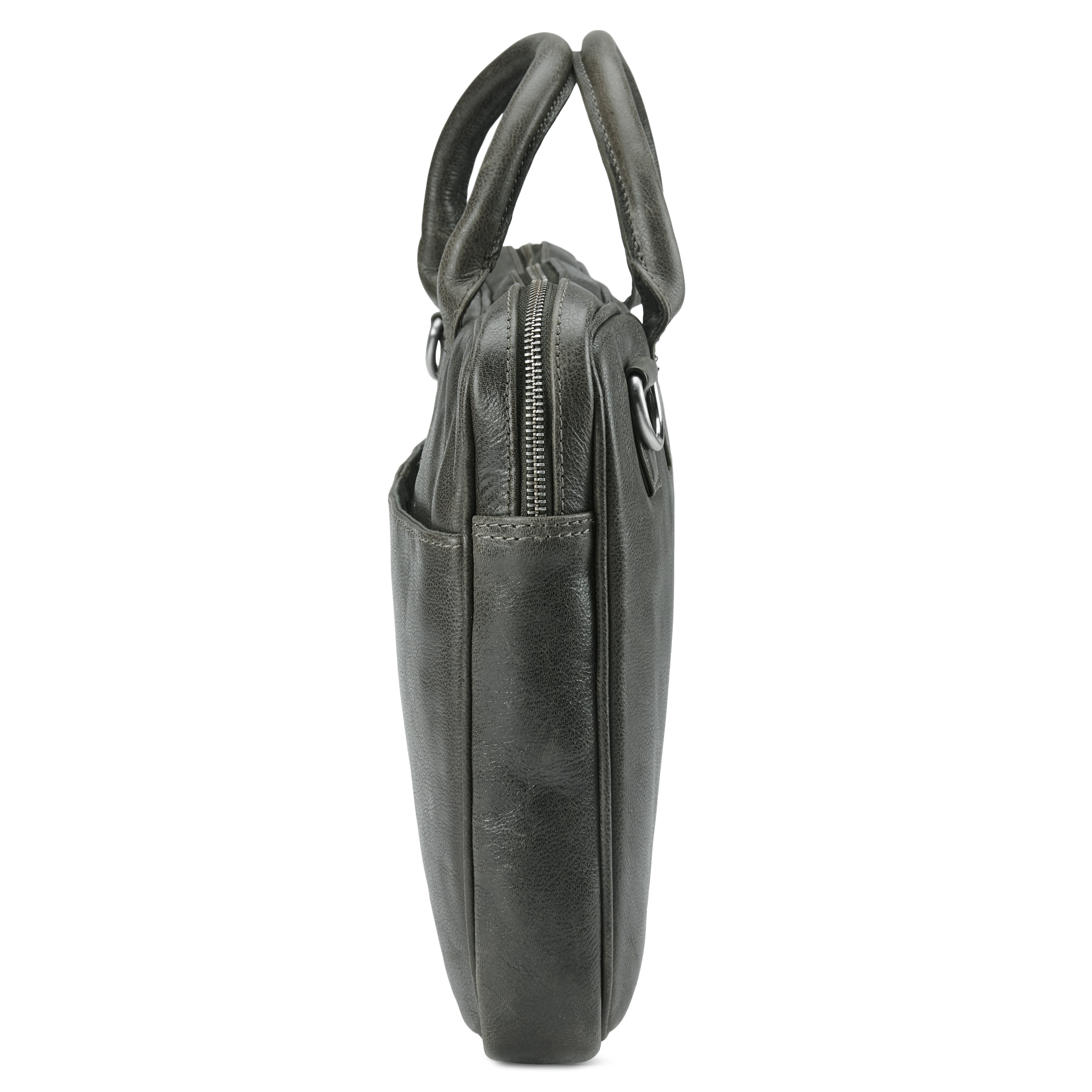 Licio Dunne 13 " Executive Bruingrijze Lederen Tas - 4