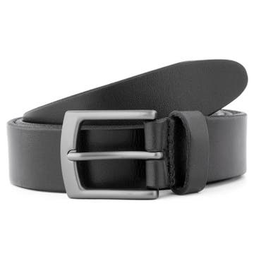 Classic Black & Grey Leather Belt