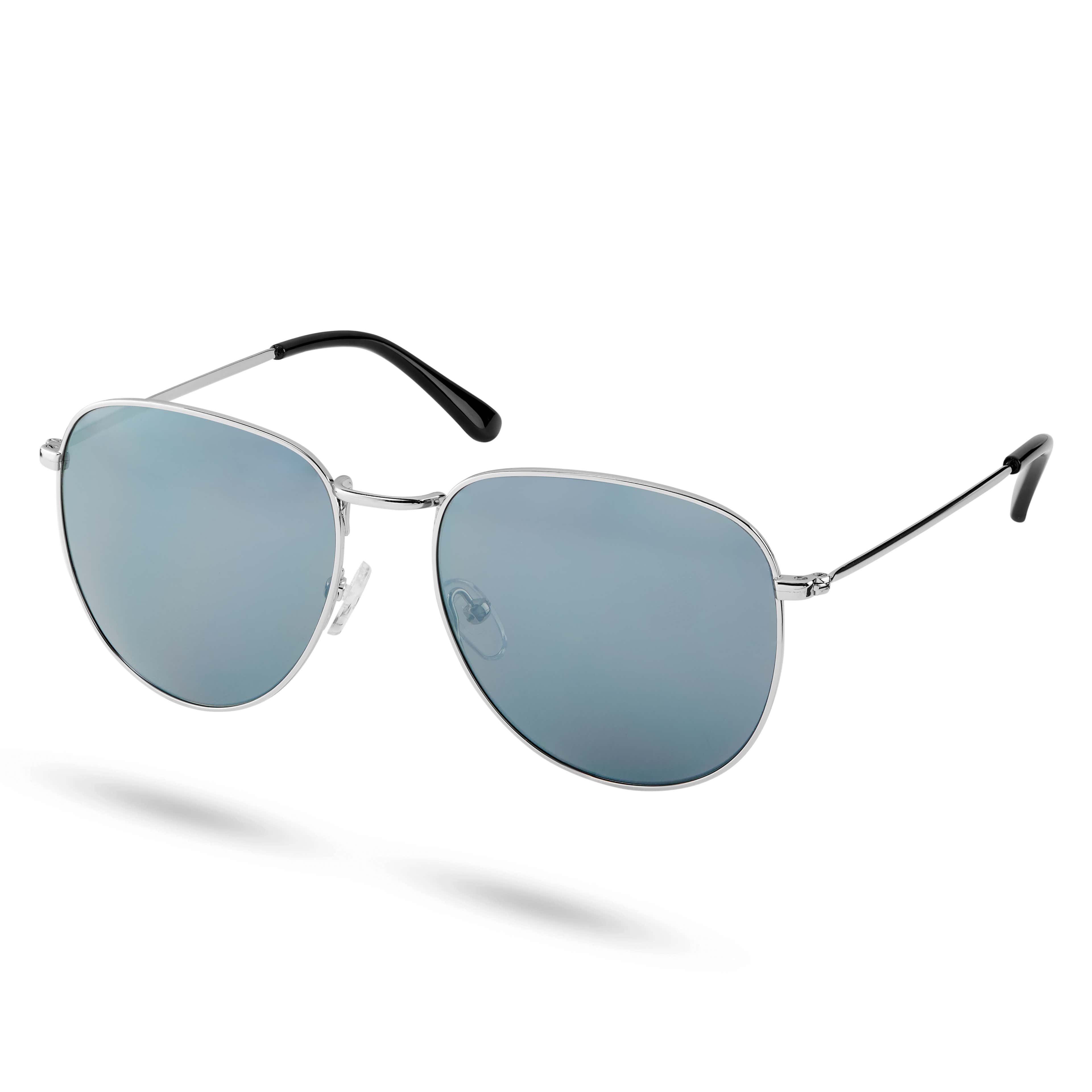 Wells Thea Silver-Tone & Grey Aviator Sunglasses