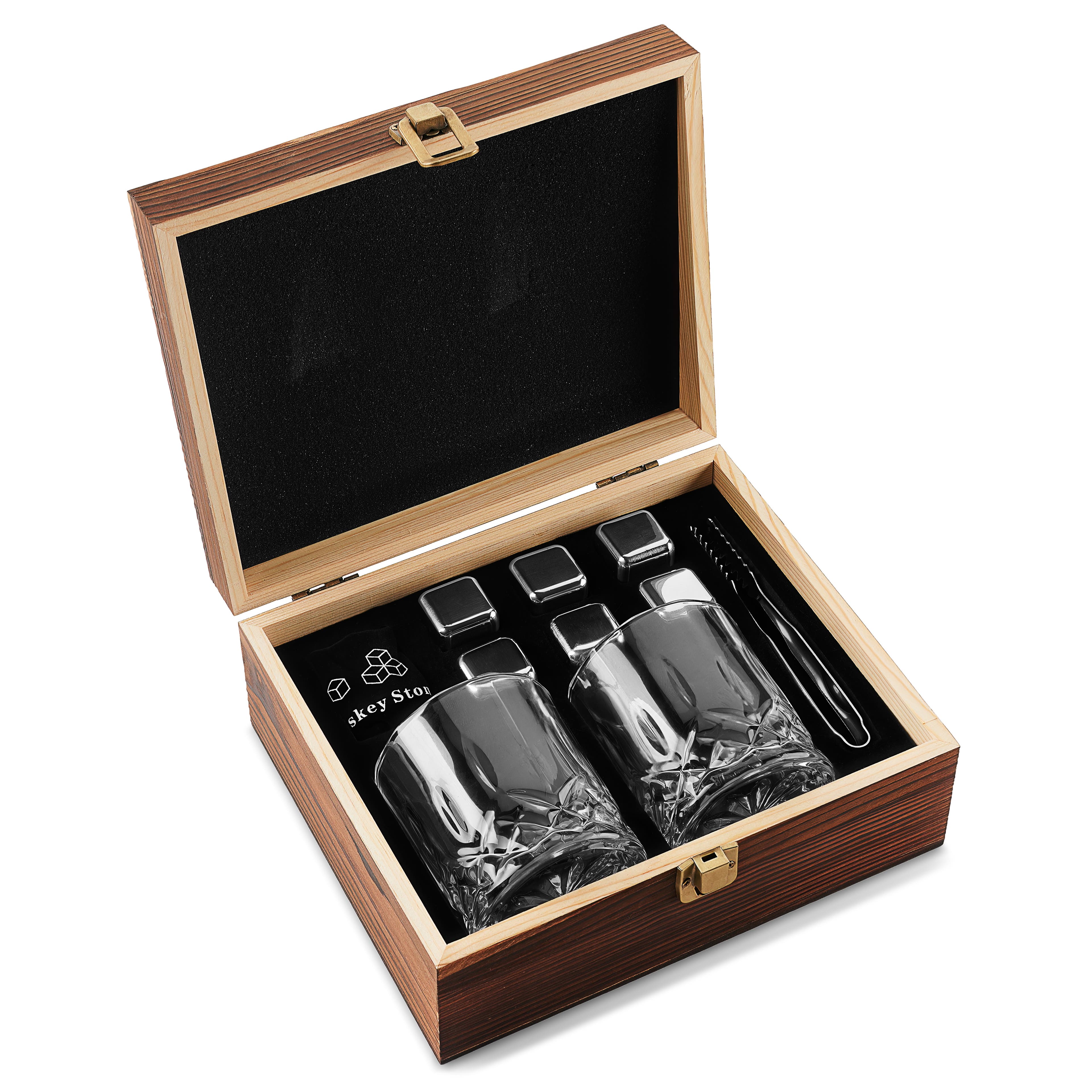 Whisky Set | Glasses, Tongs, and Stainless Steel Stones