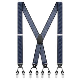 Vexel | Wide Blue & White Striped X-back Suspenders 