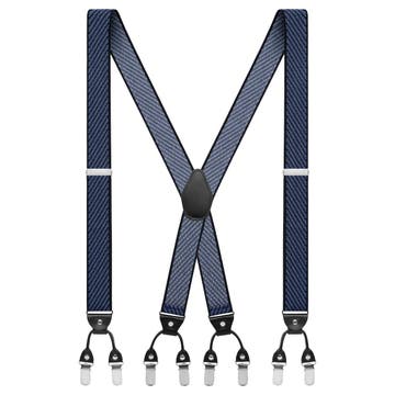 Vexel | Breite blau-weiß gestreifte X-Rücken-Hosenträger
