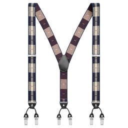 Vexel | Navy Checker-Patterned Suspenders
