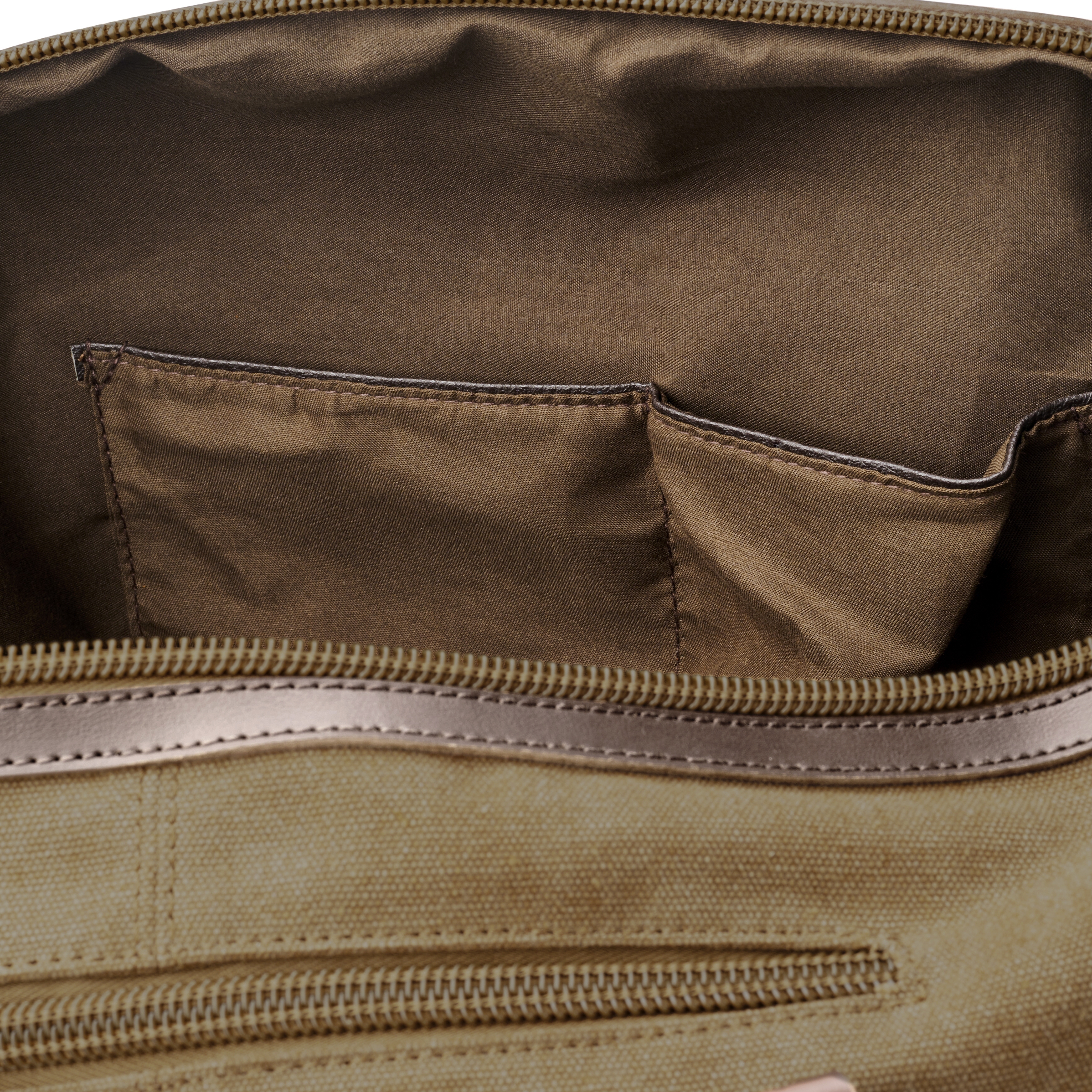 Senfgelb Canvas & Braun Leder Reisetasche - 6