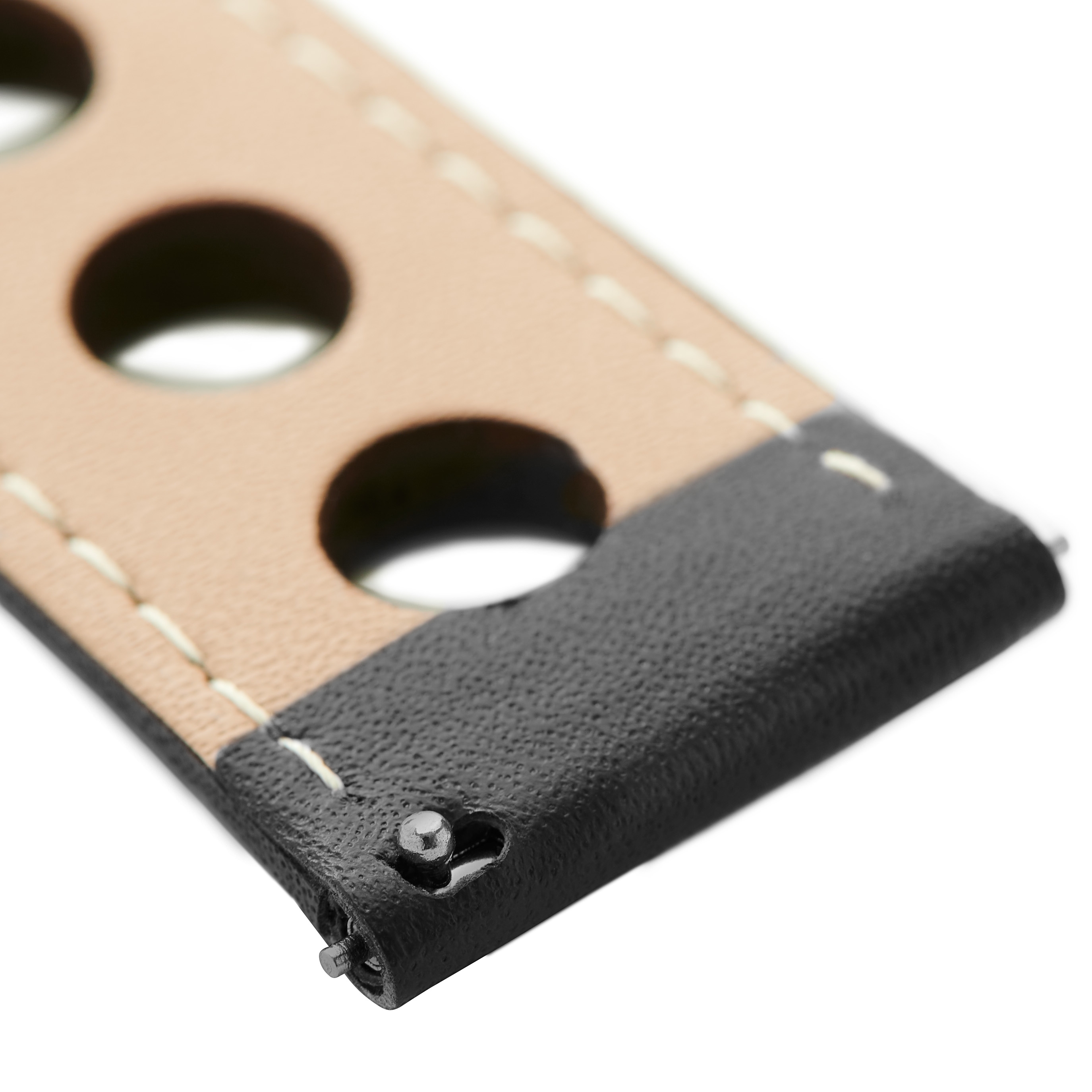 Monterey | Black Leather Racing Watch Strap - 4