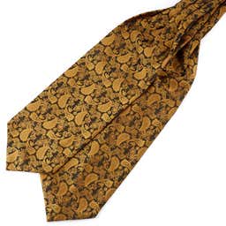 Pañuelo Ascot de poliéster con estampado cachemira dorado y marrón