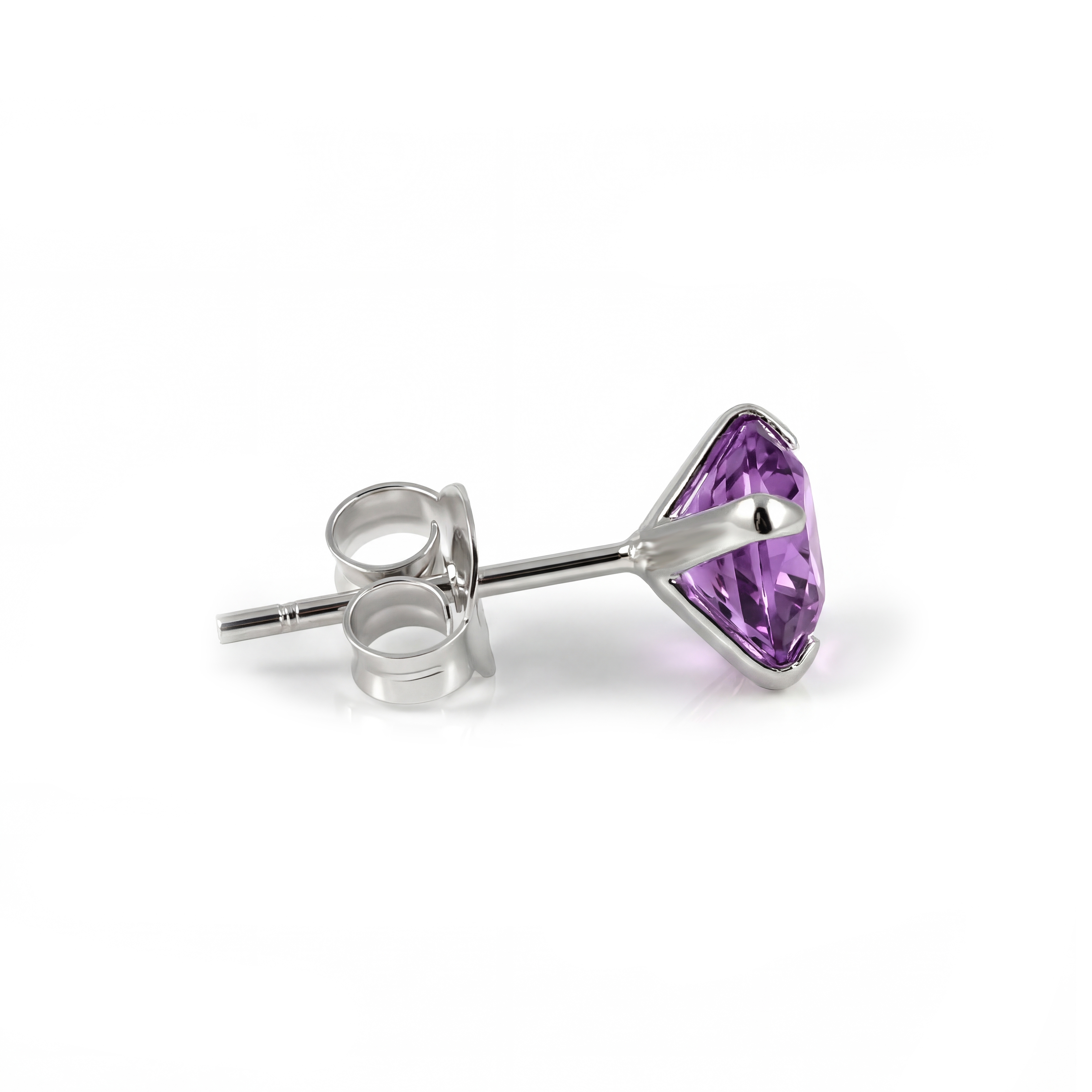 6ΜΜ Σκουλαρίκι Καρφί με Ανοικτόχρωμο Μοβ Ζιργκόν - 2