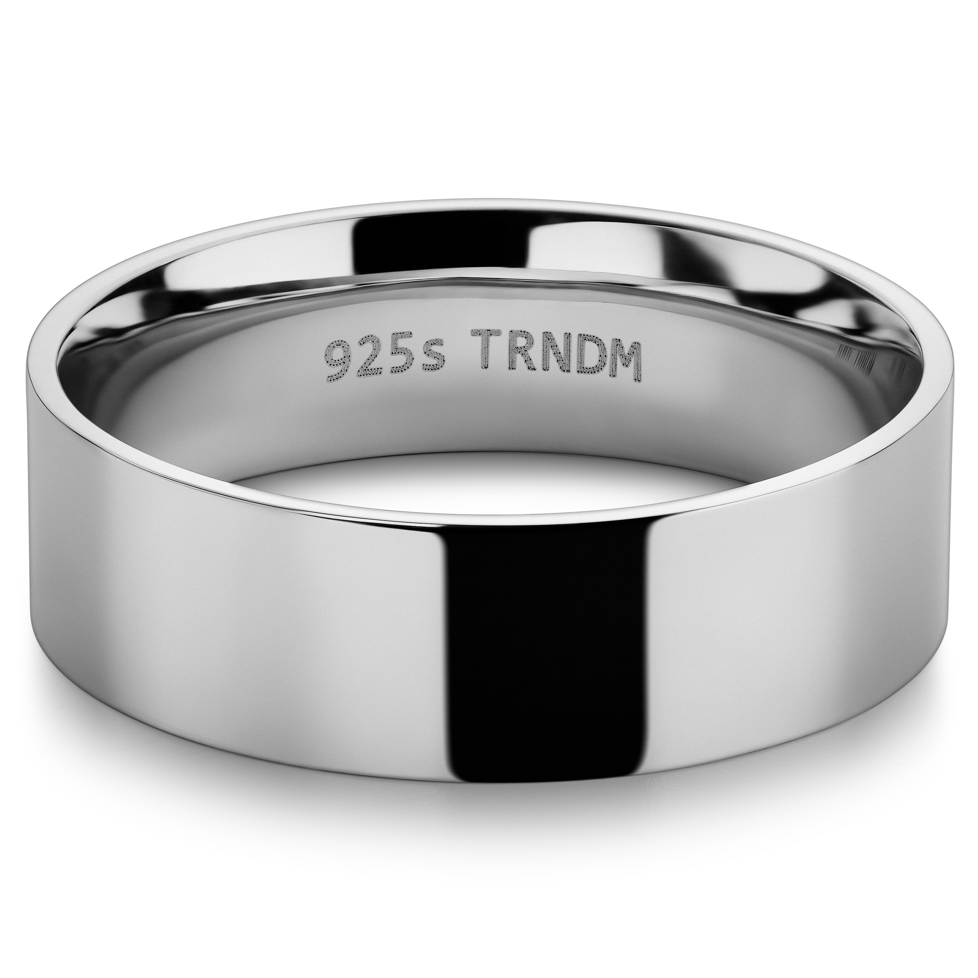 7 mm polert rhodiumbelagt sterling sølvring - 2