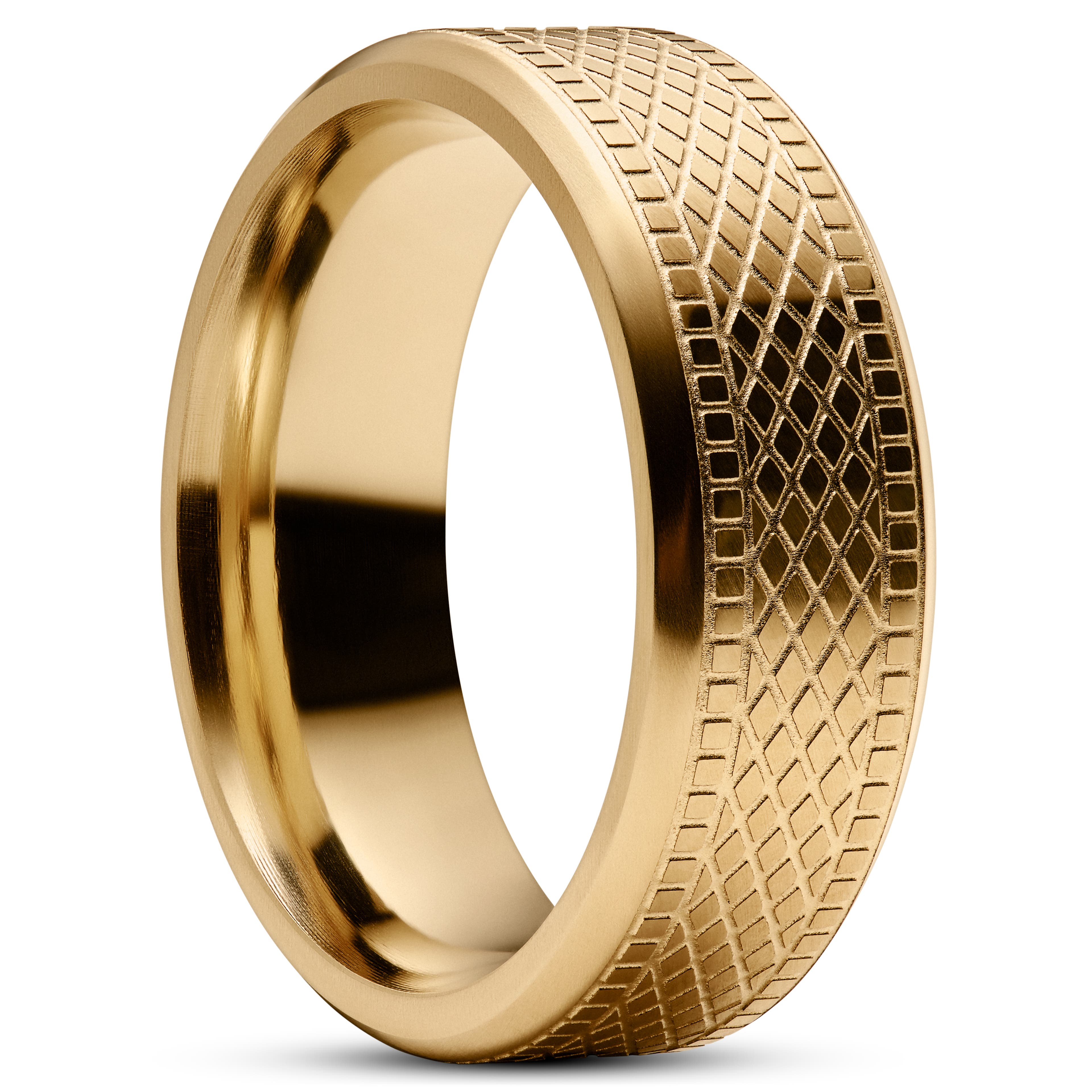 Sentio | Gold-Tone Weave Pattern Stainless Steel Ring Sentio | Gold-Tone Weave Pattern Stainless Steel Ring