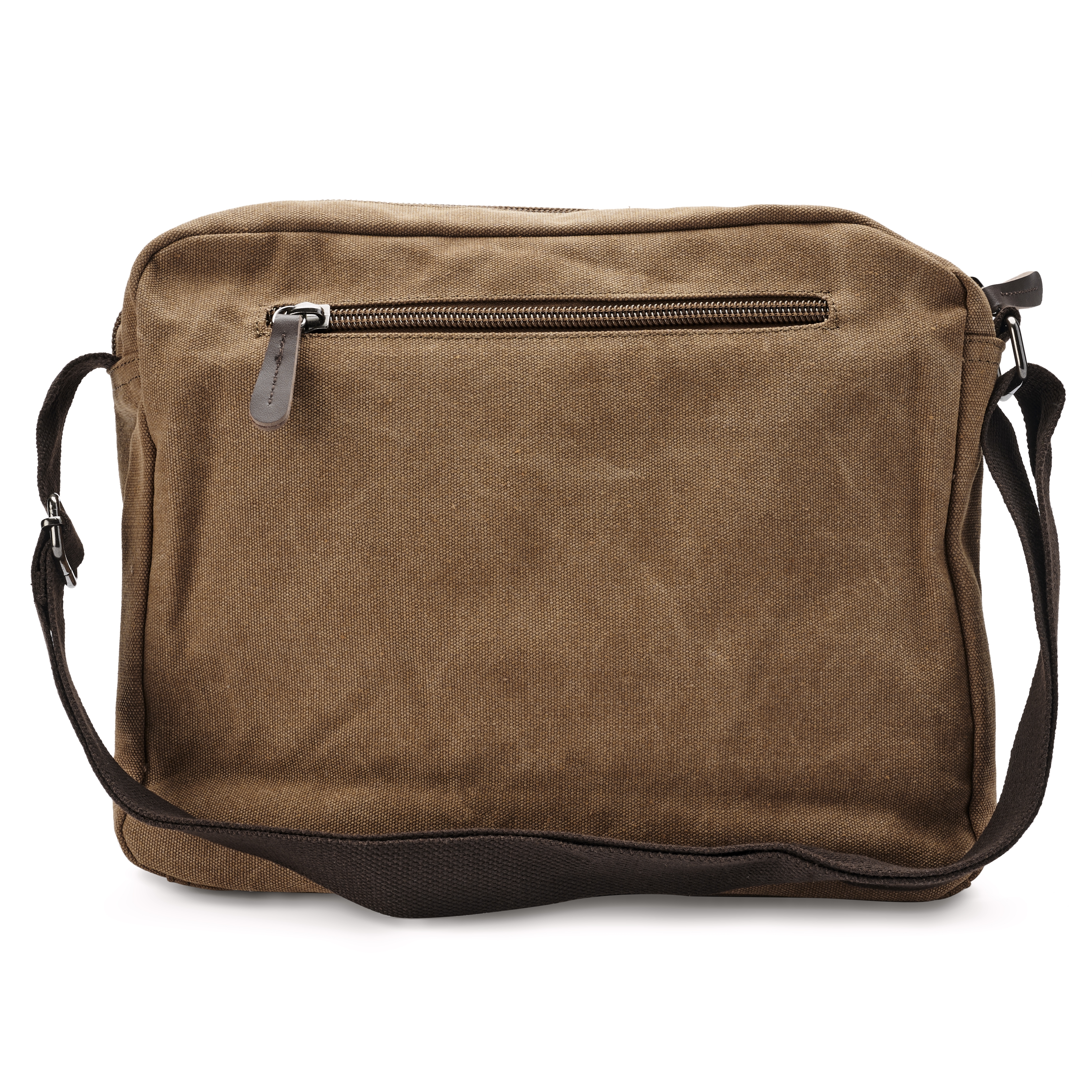 Vintage Caramel Canvas and Brown Leather Messenger Bag | In