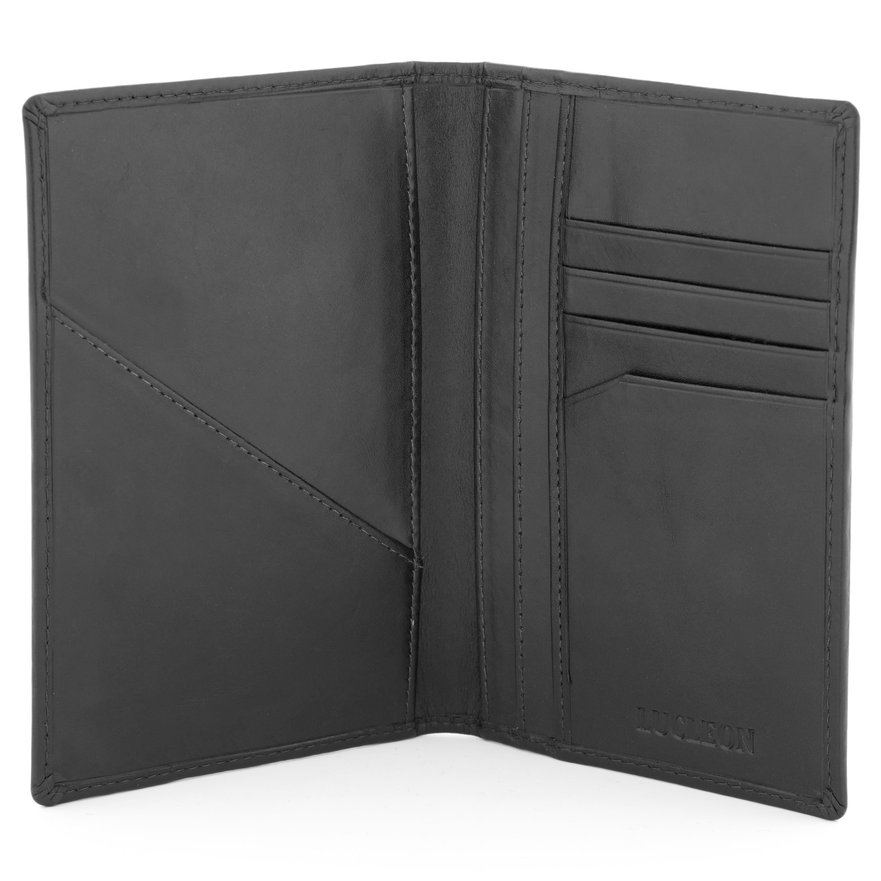Portefeuille porte-passeport en cuir noir Jasper  - 2