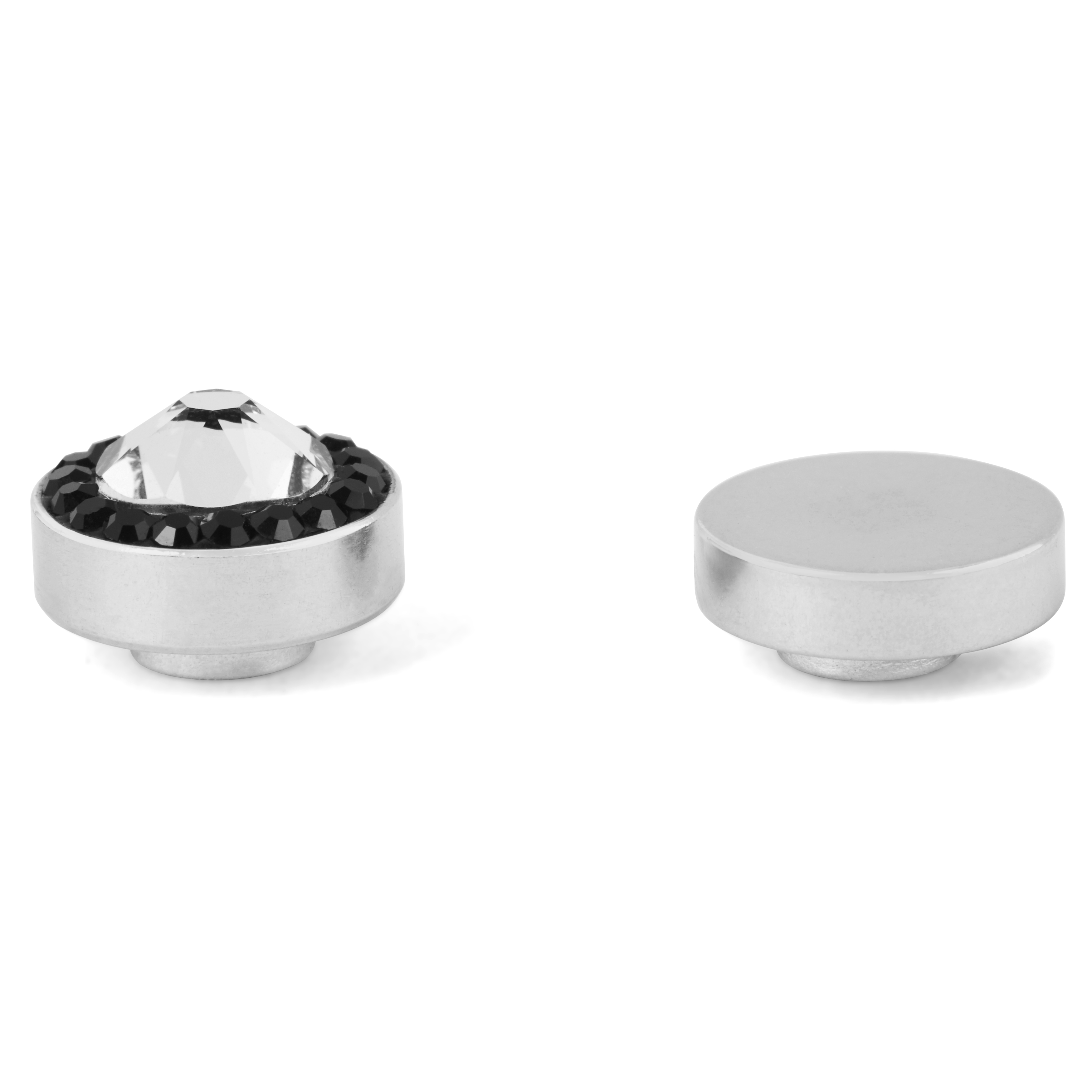 Črno-prozoren kristalni magnetni uhan širine 10 mm - 2