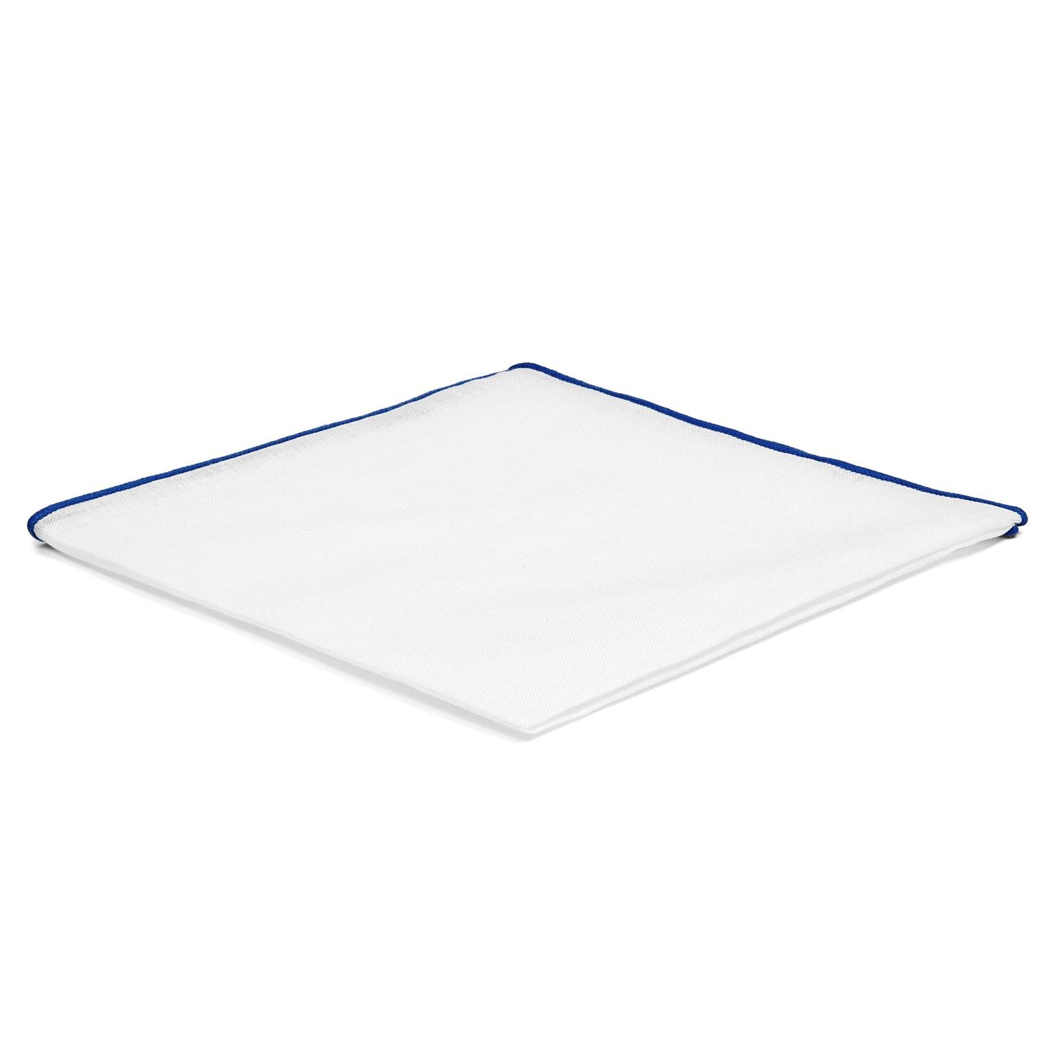 Witte pochet met blauwe randen Witte pochet met blauwe randen